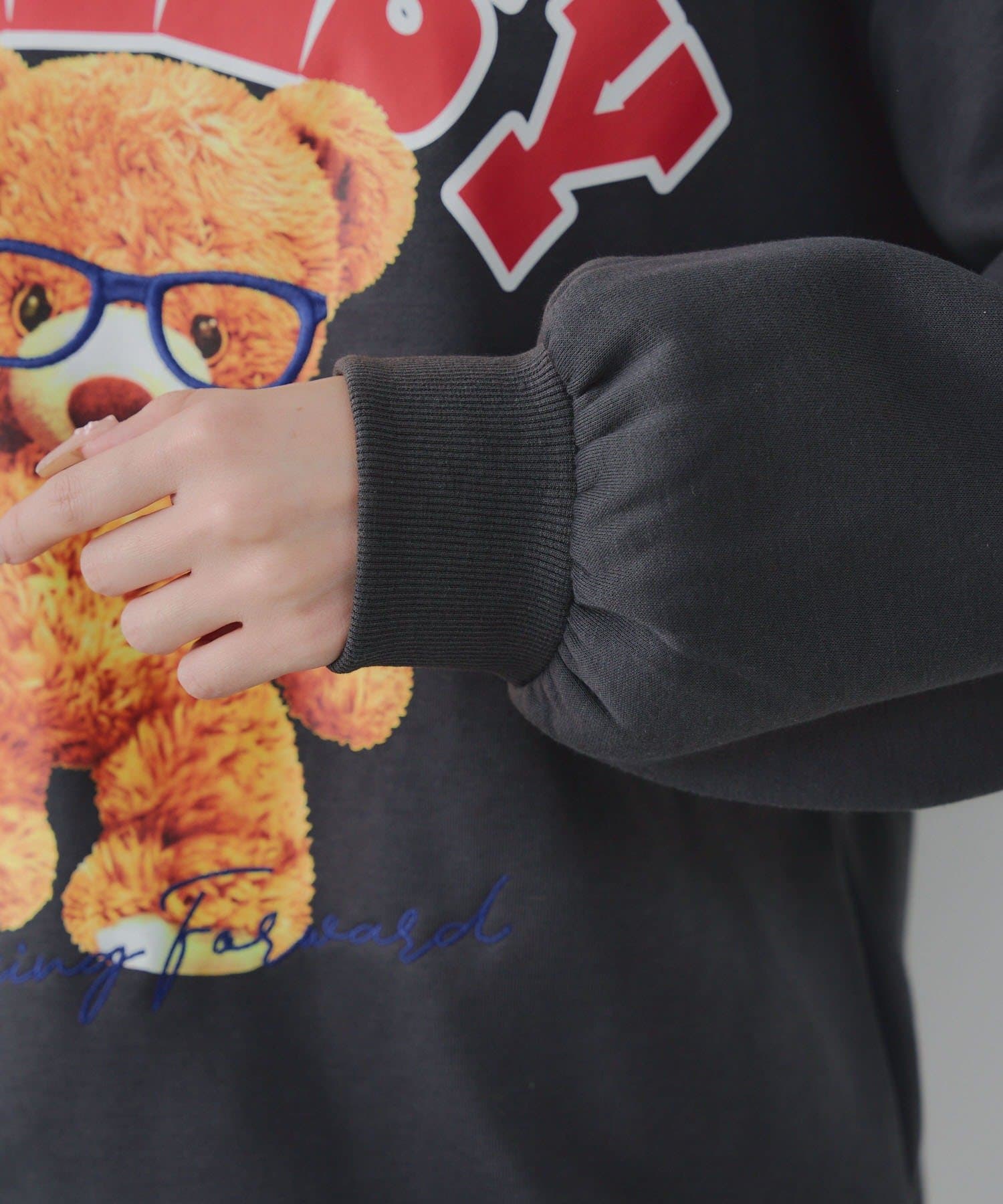 NICE CLAUP / OLIVE des OLIVE OUTLET(ナイスクラップ  / オリーブ デ オリーブ アウトレット) 【RMAF】メガネを付けたくまさん裏起毛スウェット