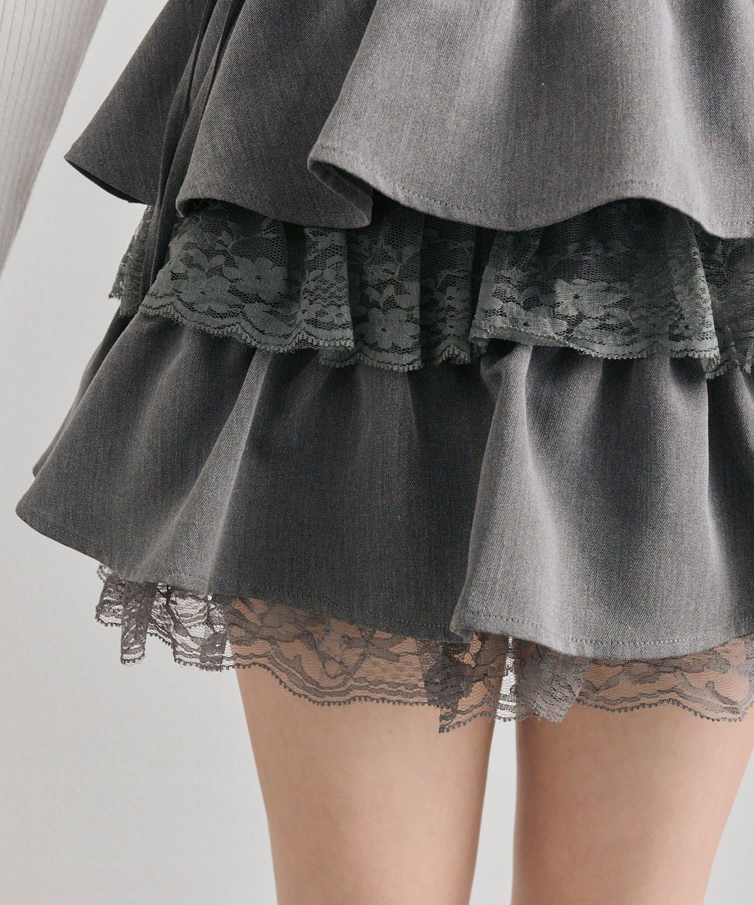 OLIVE des OLIVE(オリーブ デ オリーブ) ラッフルティアードミニスカート