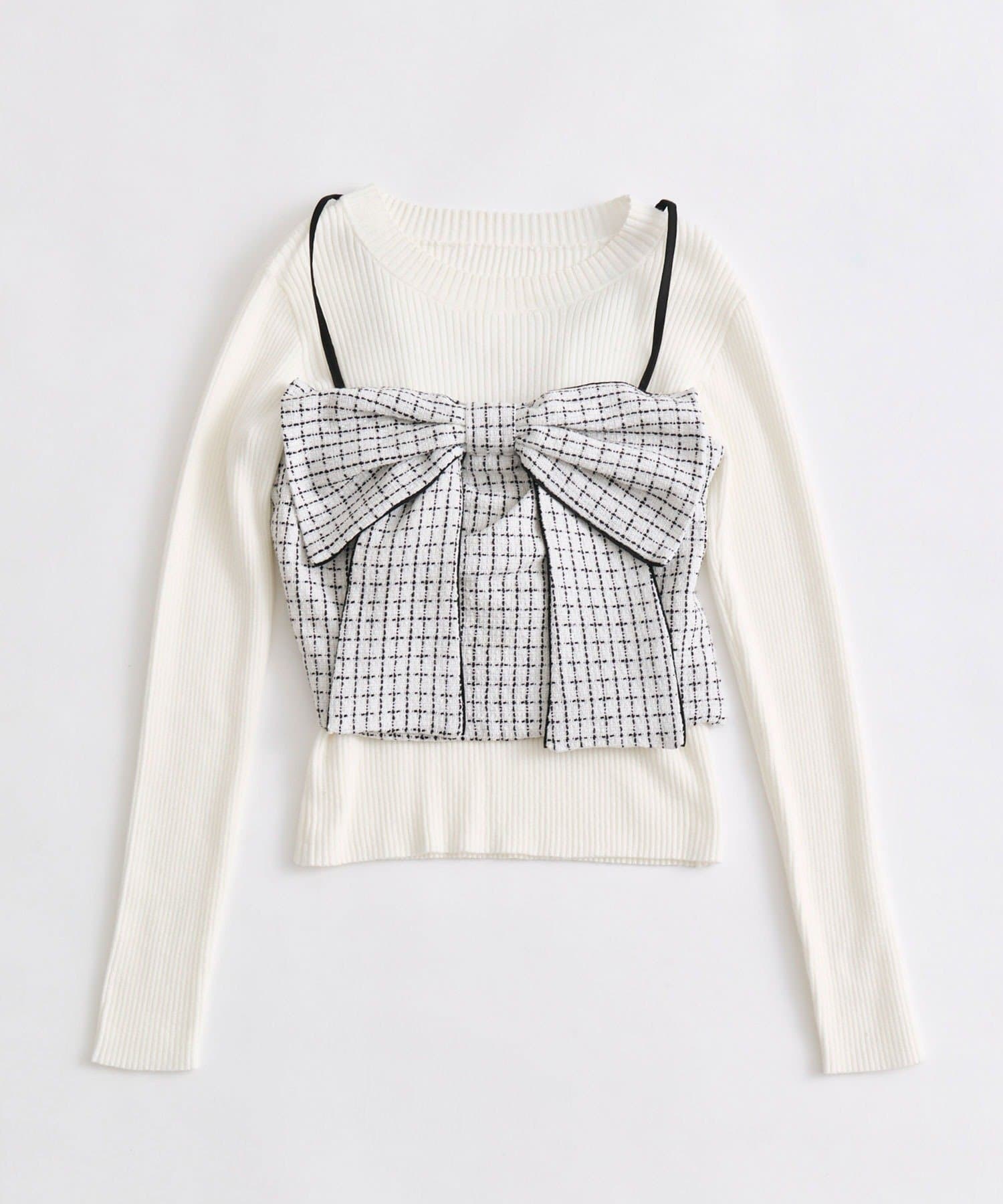 OLIVE des OLIVE(オリーブ デ オリーブ) リボンビスチェとリブニットセット