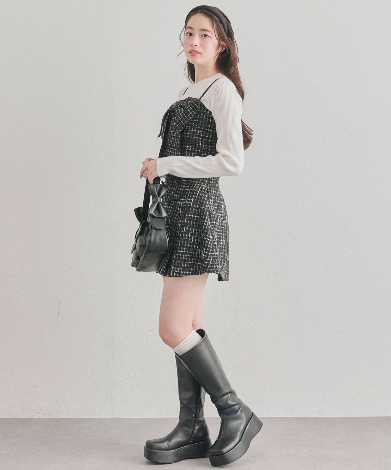 OLIVE des OLIVE(オリーブ デ オリーブ) リボンビスチェとリブニットセット