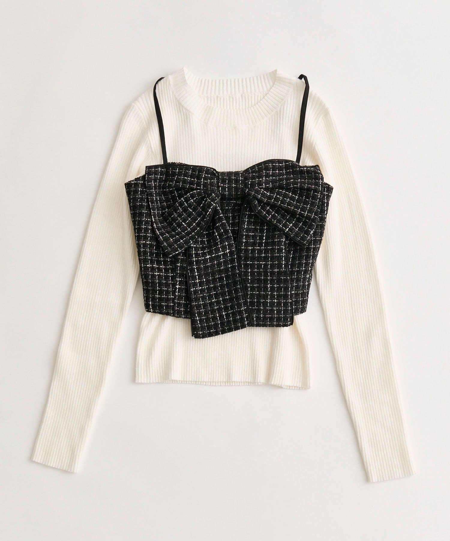 OLIVE des OLIVE(オリーブ デ オリーブ) リボンビスチェとリブニットセット