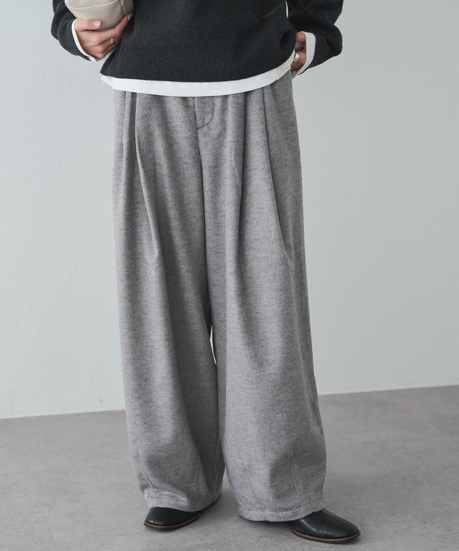 PUAL CE CIN(ピュアルセシン) ウール混バルーンスラックスパンツ