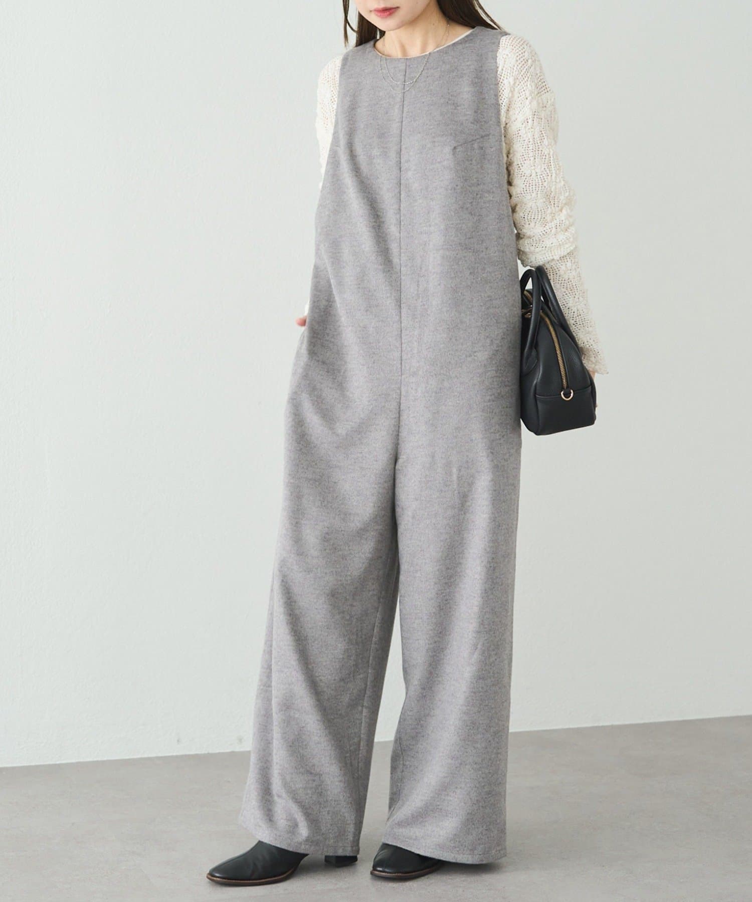 PUAL CE CIN(ピュアルセシン) ウール混リバーオールインワン