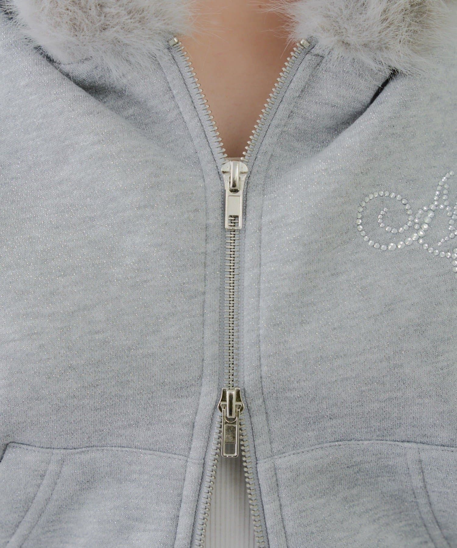 Remind me and forever(リマインドミーアンドフォーエバー) 【SETUP対応アイテム】ラメロゴ裏起毛ファーパーカー