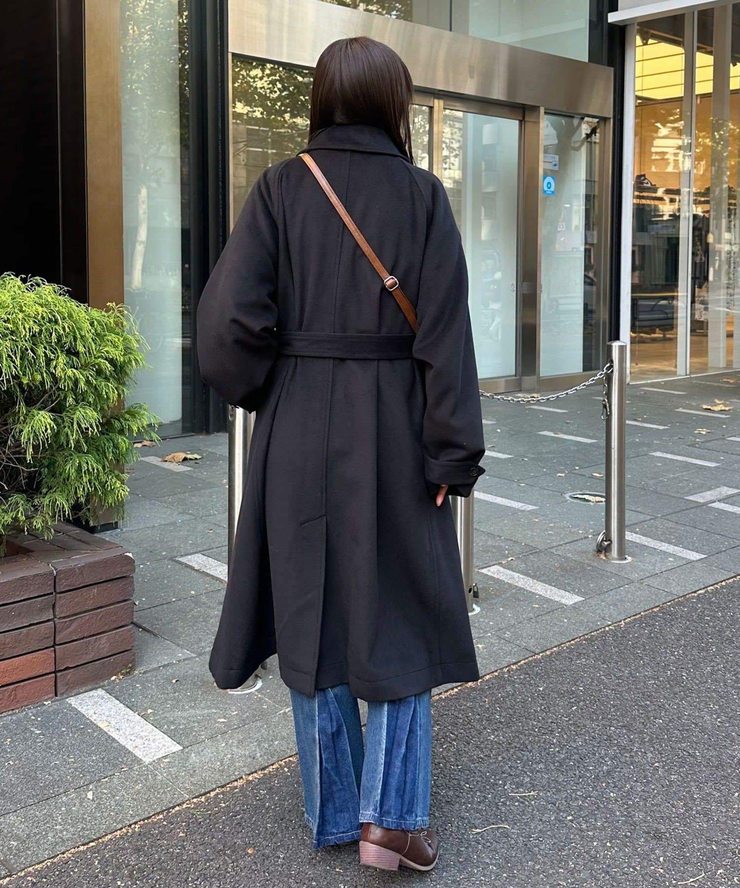 CIAOPANIC(チャオパニック) ウール混ベルテッドステンカラーコート