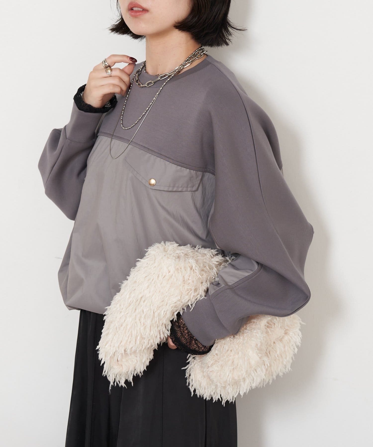 Jena　espace merveilleux(ジェナ　エスパスメルヴェイユ) 【1枚で様になる／ラクチン綺麗】フハク切替ダンボールカットソー