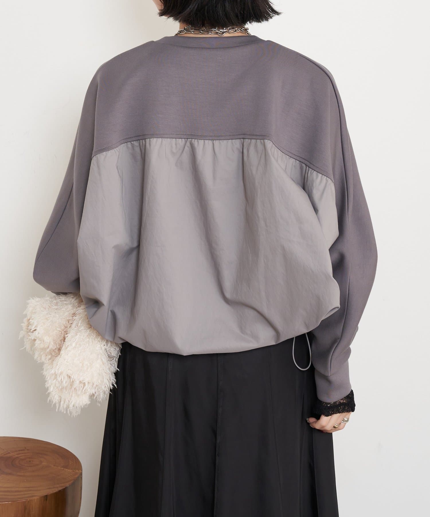 Jena　espace merveilleux(ジェナ　エスパスメルヴェイユ) 【1枚で様になる／ラクチン綺麗】フハク切替ダンボールカットソー