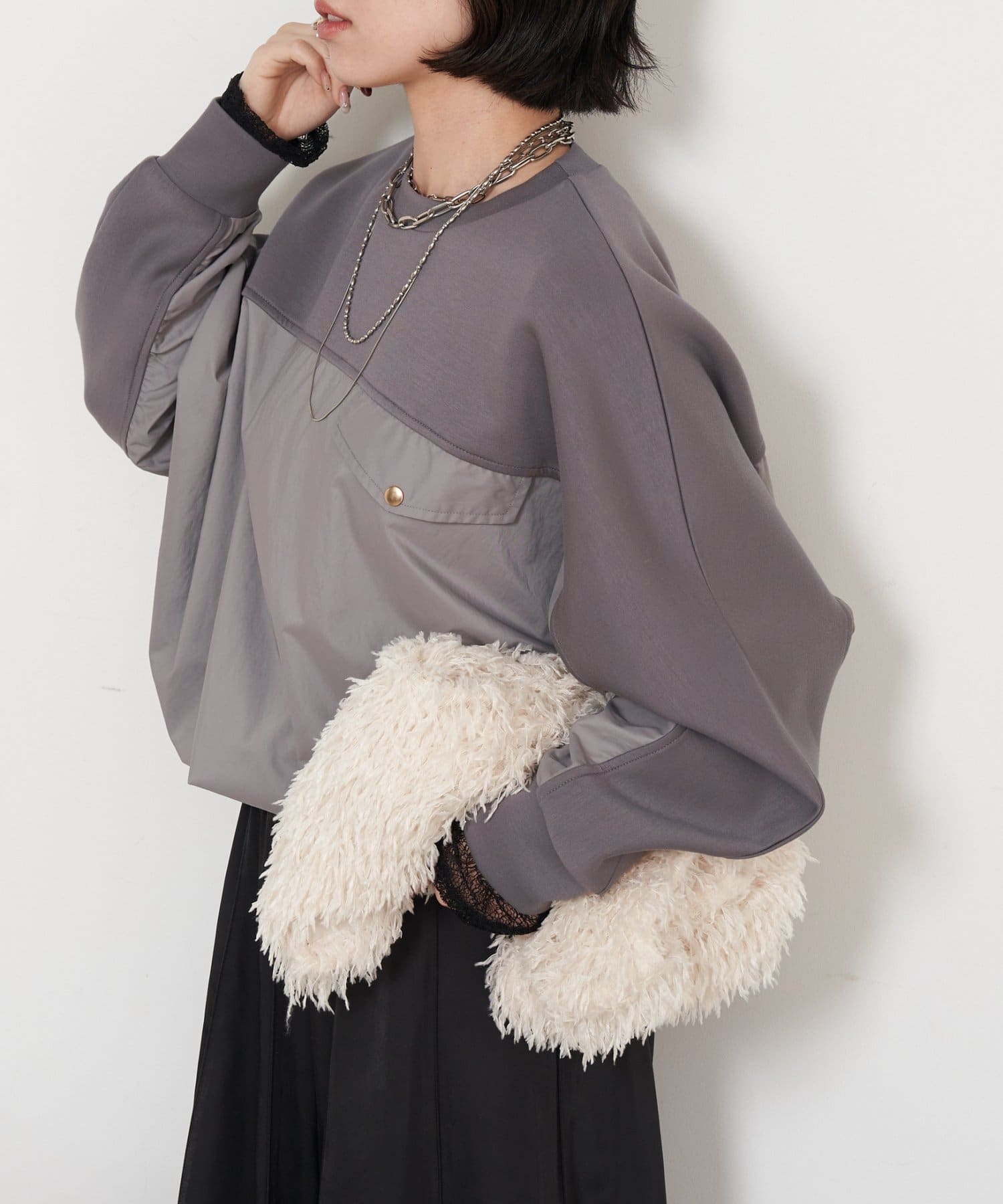 Jena　espace merveilleux(ジェナ　エスパスメルヴェイユ) 【1枚で様になる／ラクチン綺麗】フハク切替ダンボールカットソー