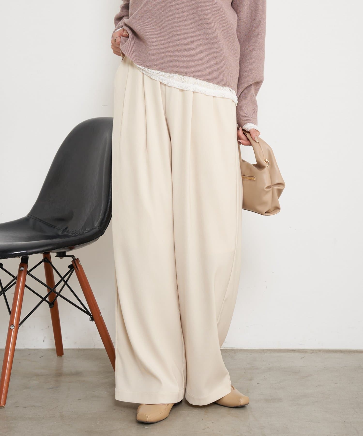 Jena　espace merveilleux(ジェナ　エスパスメルヴェイユ) 【ゆるっと美シルエット】ウエストギャザーワイドパンツ