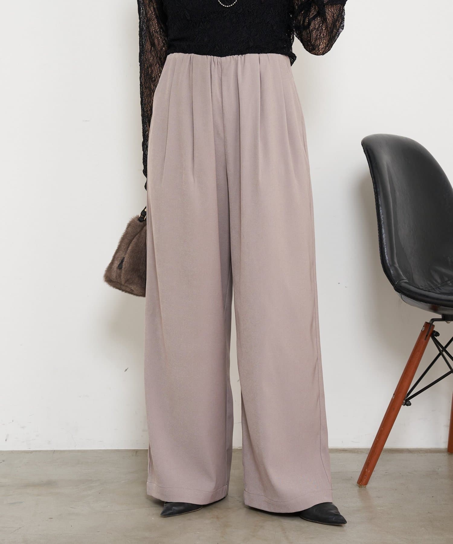 Jena　espace merveilleux(ジェナ　エスパスメルヴェイユ) 【ゆるっと美シルエット】ウエストギャザーワイドパンツ