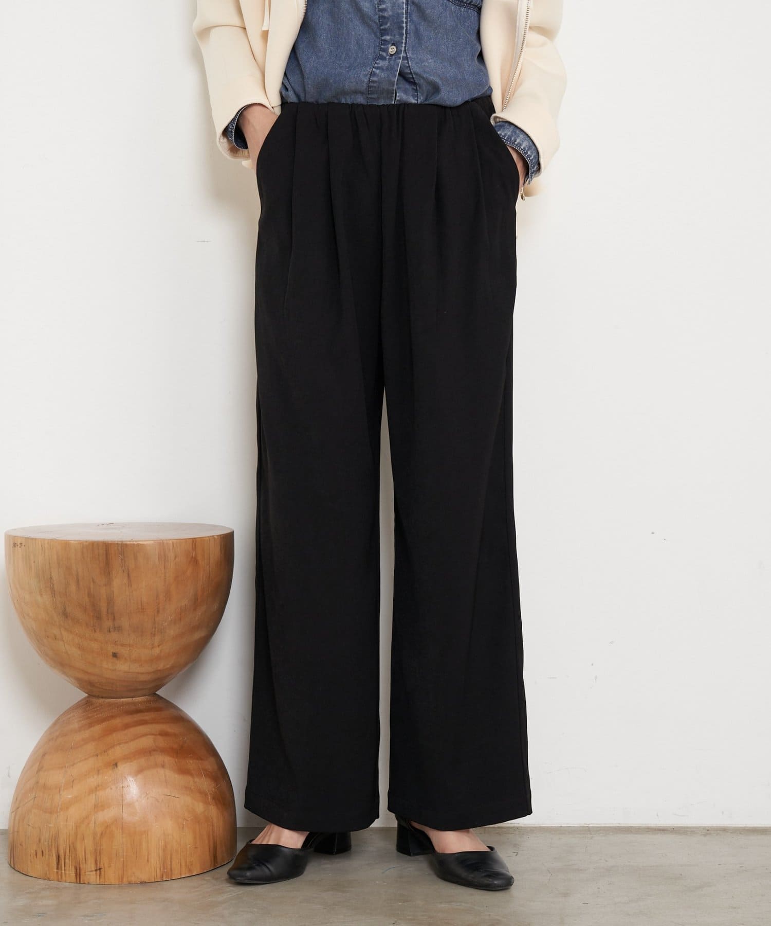 Jena　espace merveilleux(ジェナ　エスパスメルヴェイユ) 【ゆるっと美シルエット】ウエストギャザーワイドパンツ