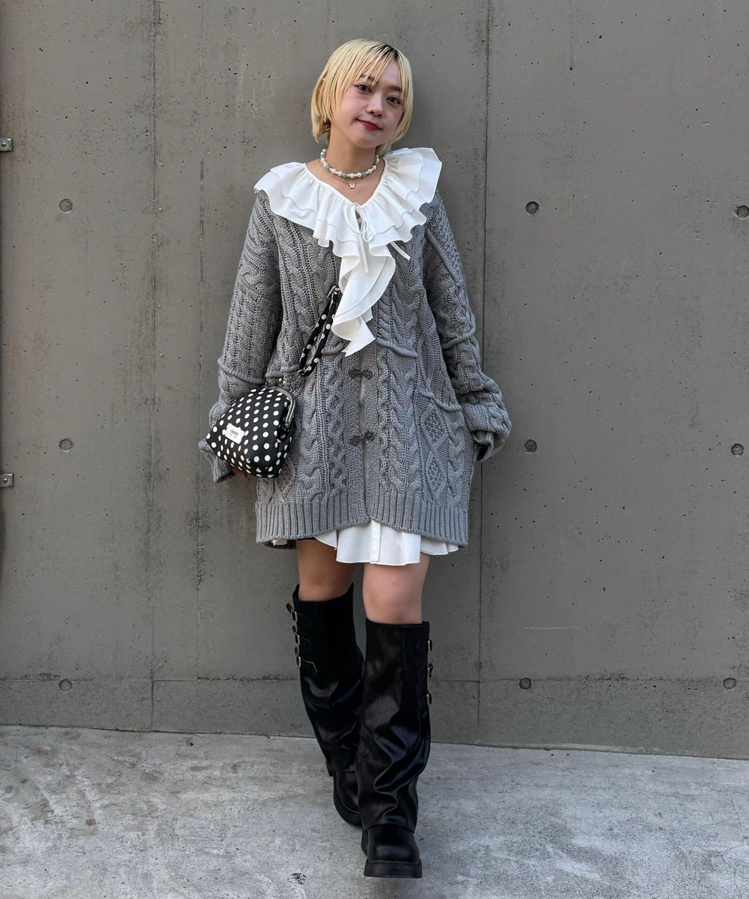 CIAOPANIC(チャオパニック) パッチワークチロリアンケーブルカーディガン