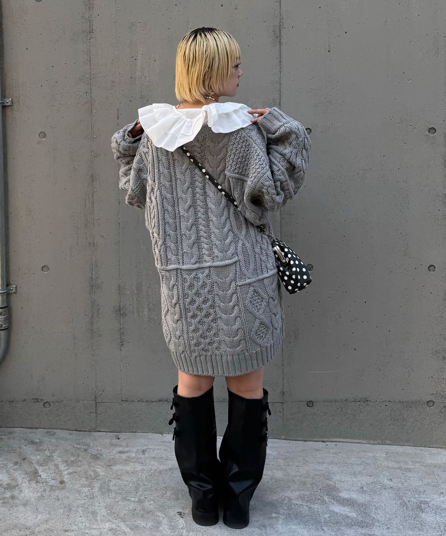 CIAOPANIC(チャオパニック) パッチワークチロリアンケーブルカーディガン