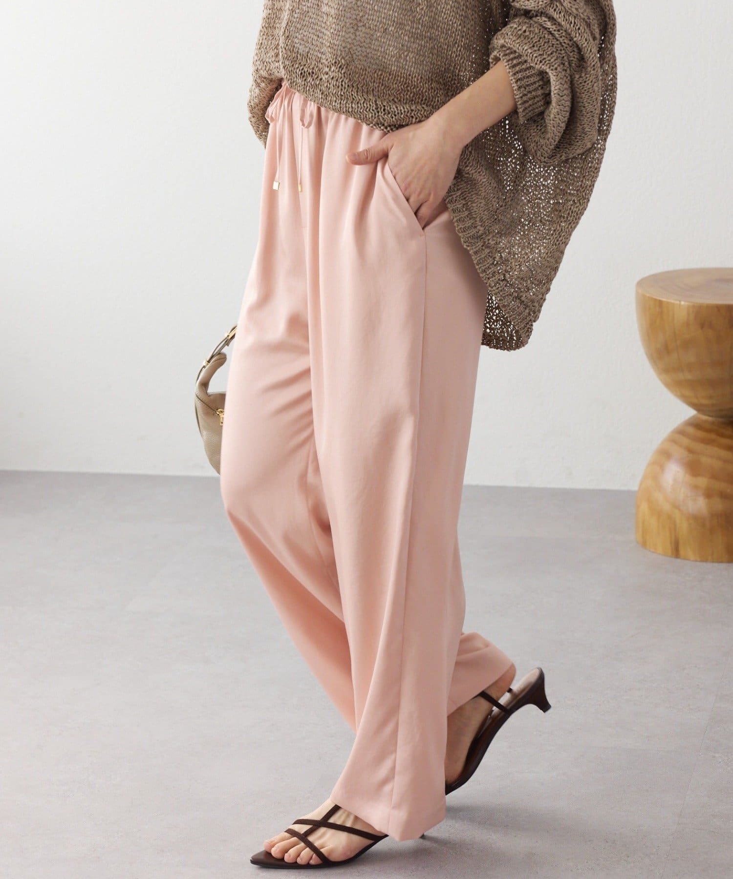 RIVE DROITE(リヴドロワ) 予約【上品な光沢】サテンツイルイージーパンツ