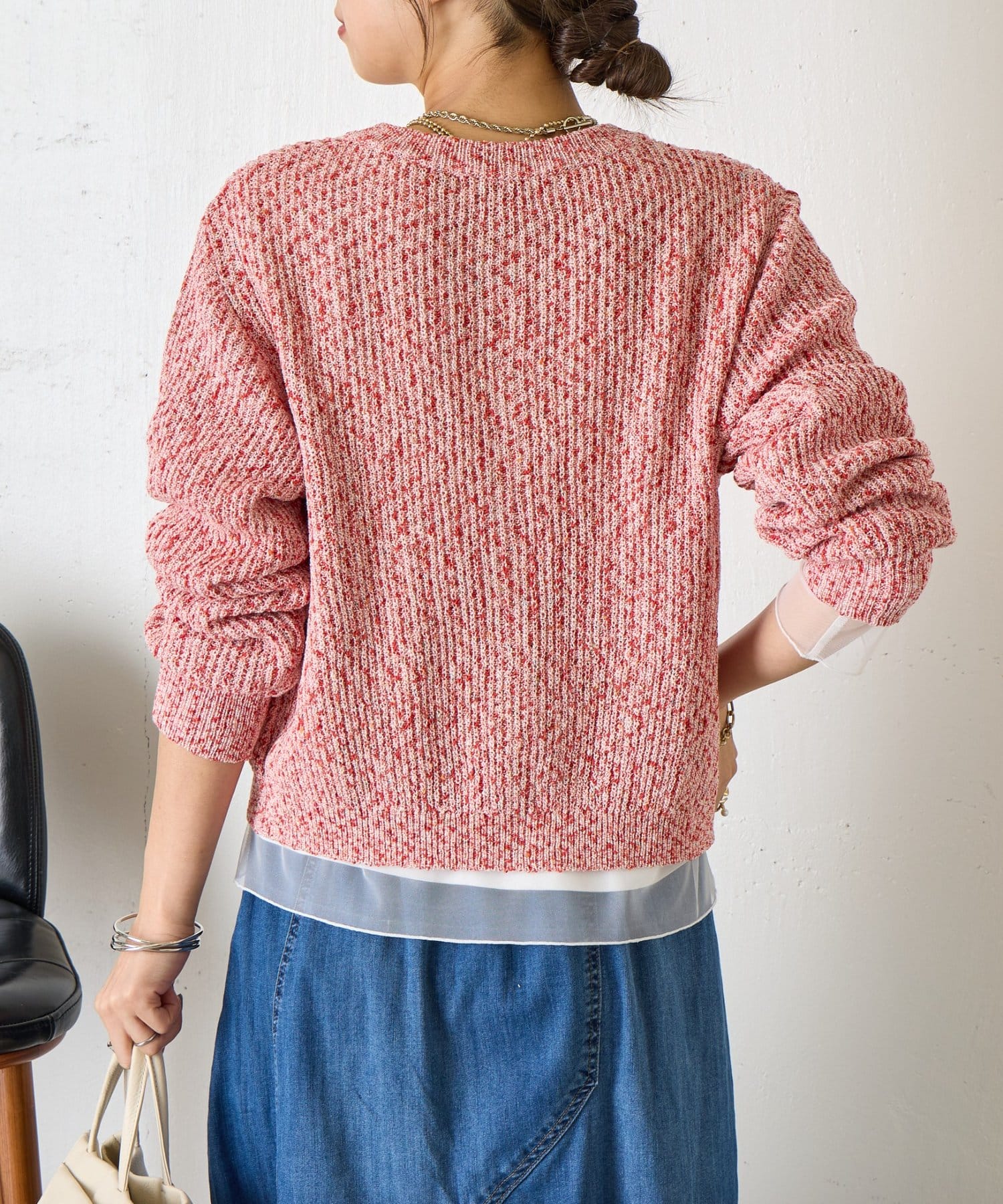 Jena　espace merveilleux(ジェナ　エスパスメルヴェイユ) ミックスカラーメッシュカーディガン