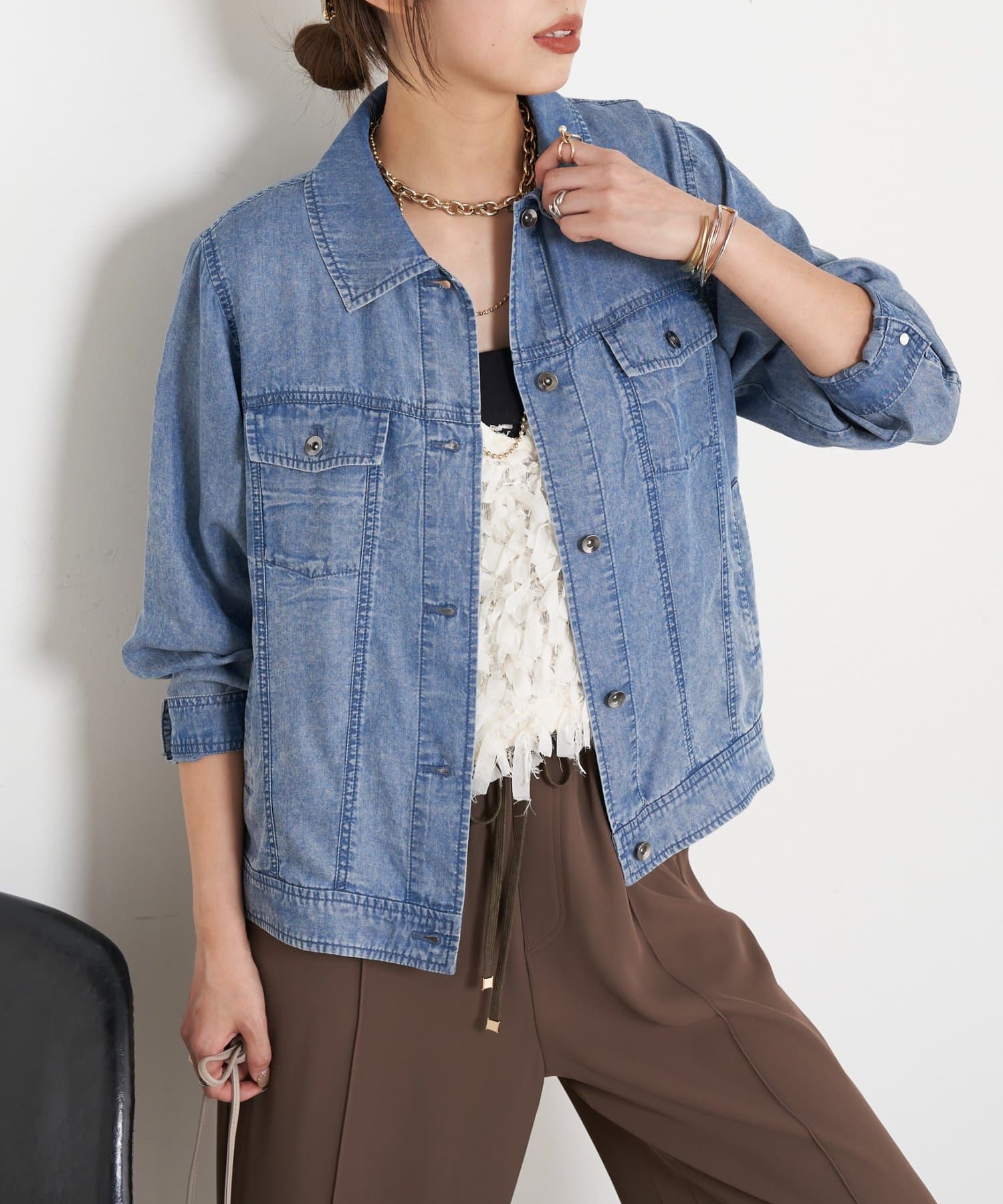 Jena　espace merveilleux(ジェナ　エスパスメルヴェイユ) 【やわらかく羽織るデニム】テンセルデニムステンジャケット