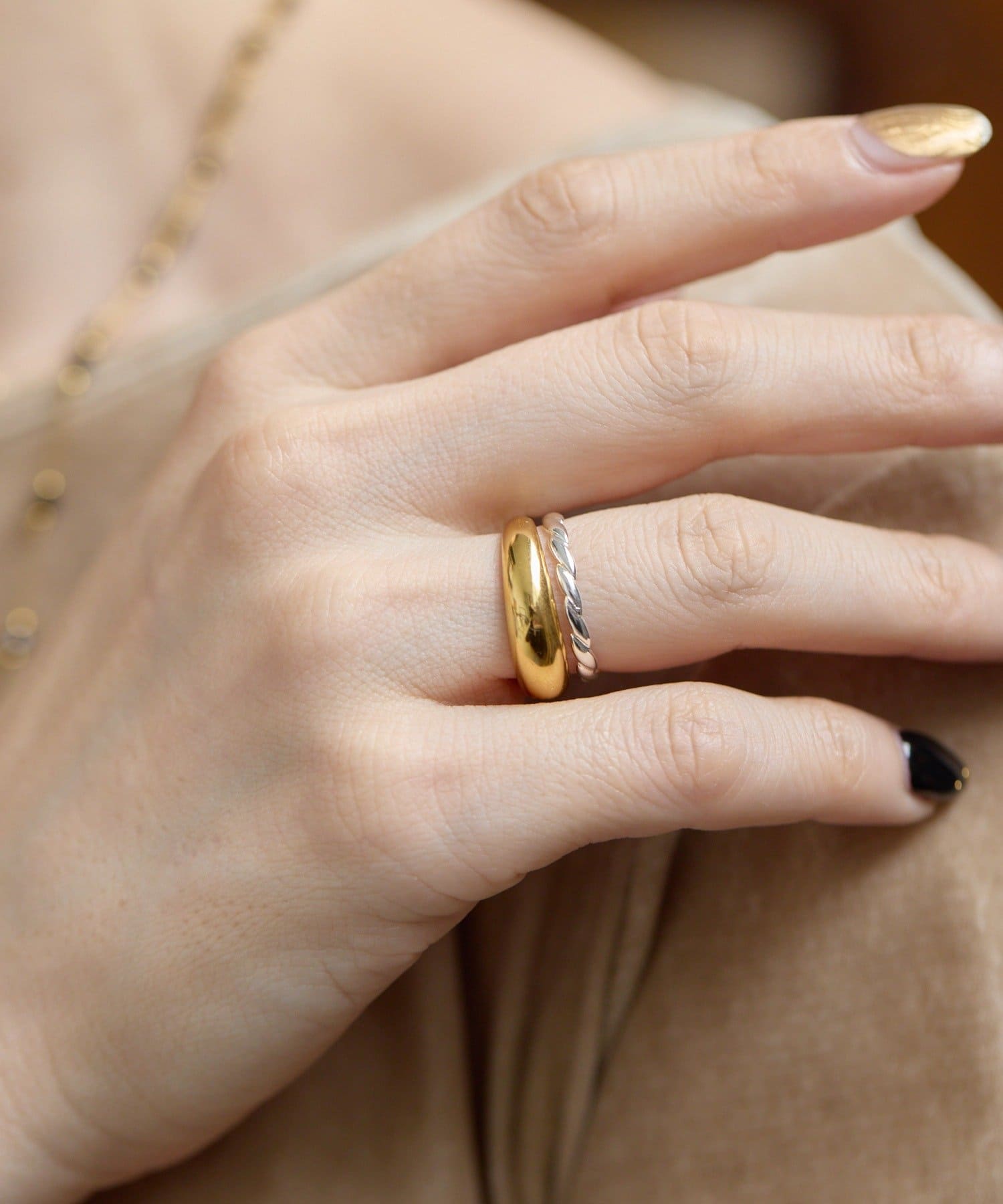 ear PAPILLONNER(イア パピヨネ) 《金属アレルギー対応/ステンレス》バイカラーセットリング