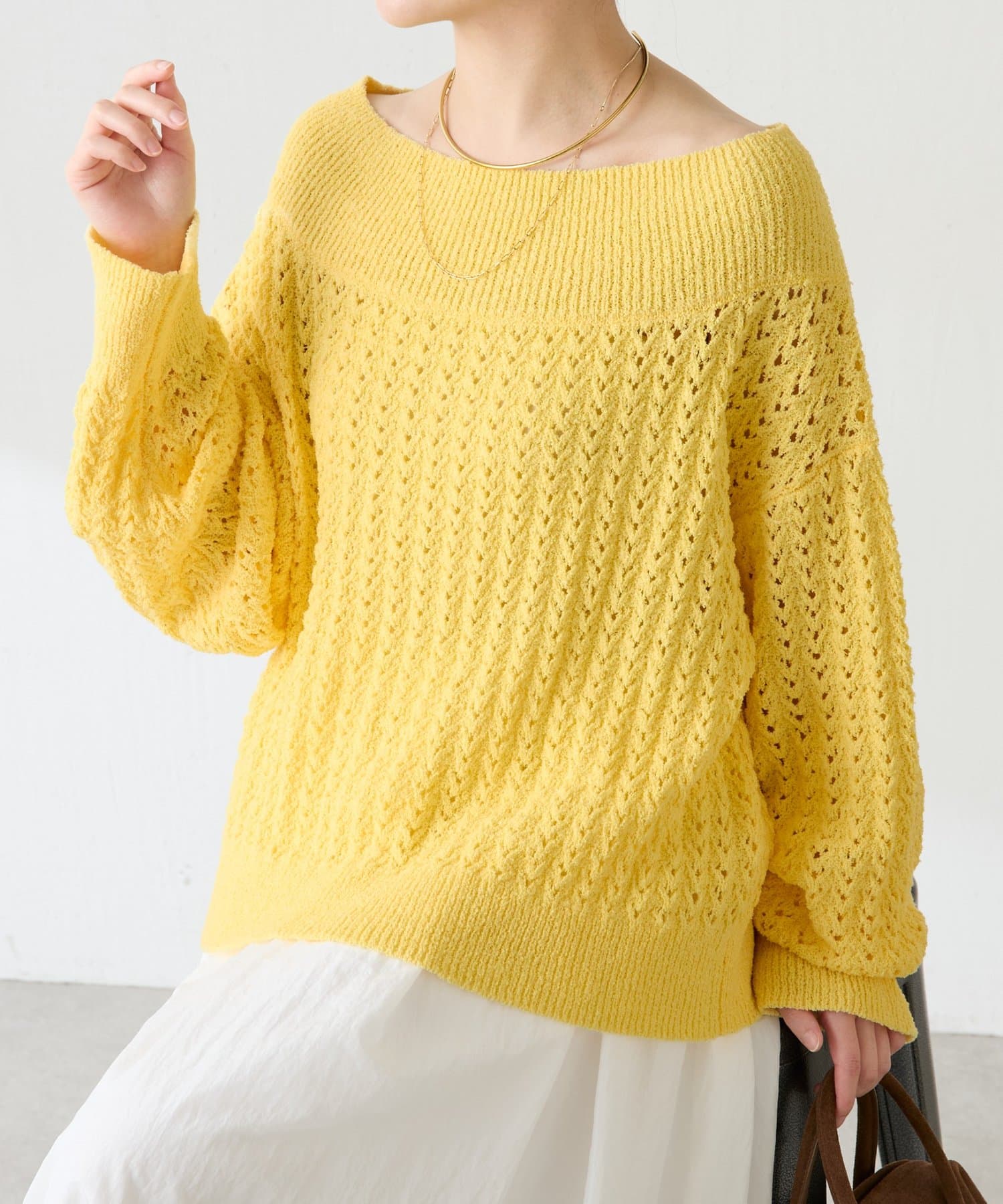 COLLAGE GALLARDAGALANTE(コラージュ ガリャルダガランテ) 【春まで着れる】レースステッチニット