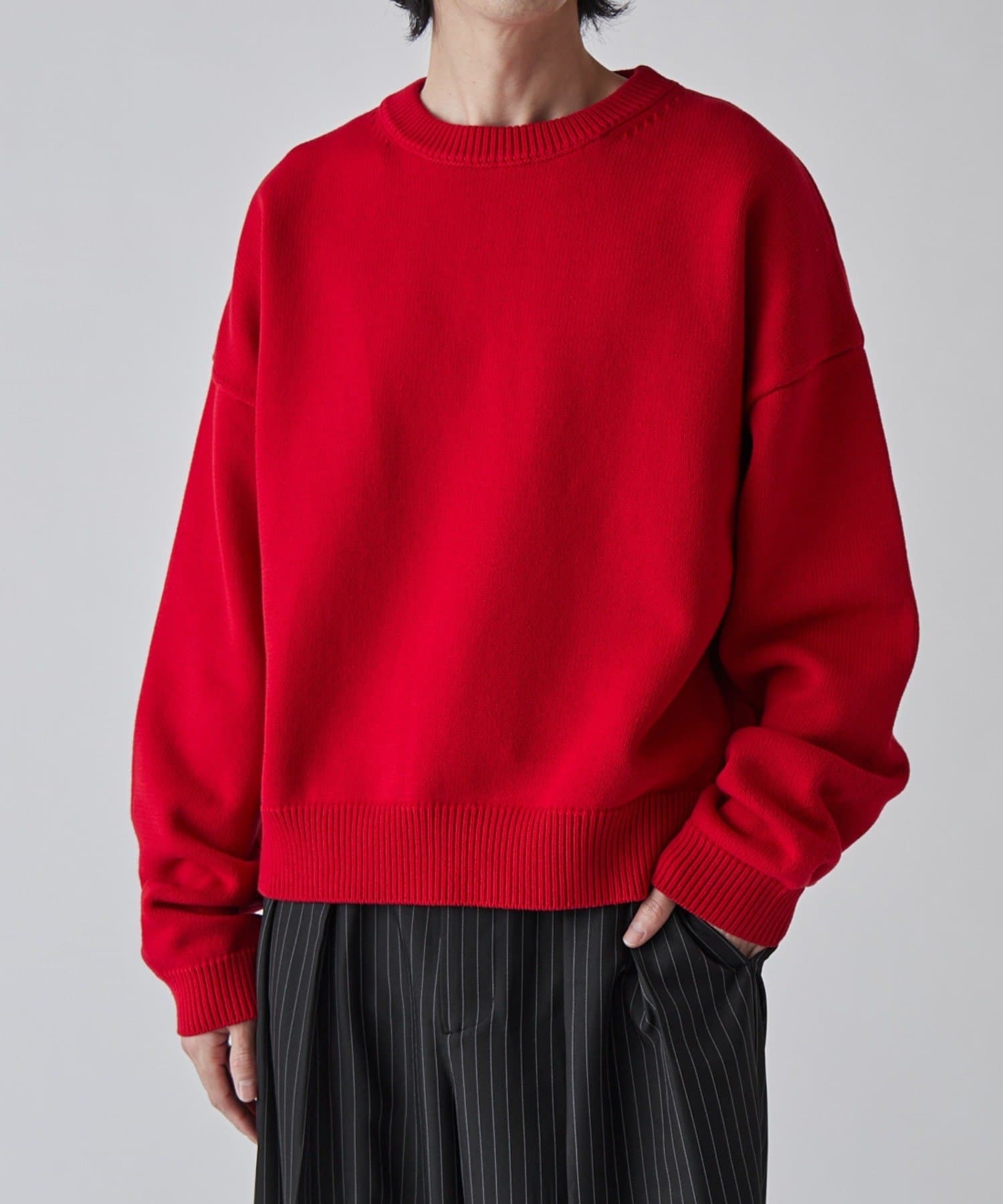 Lui's(ルイス) クロップドクルーネックニット