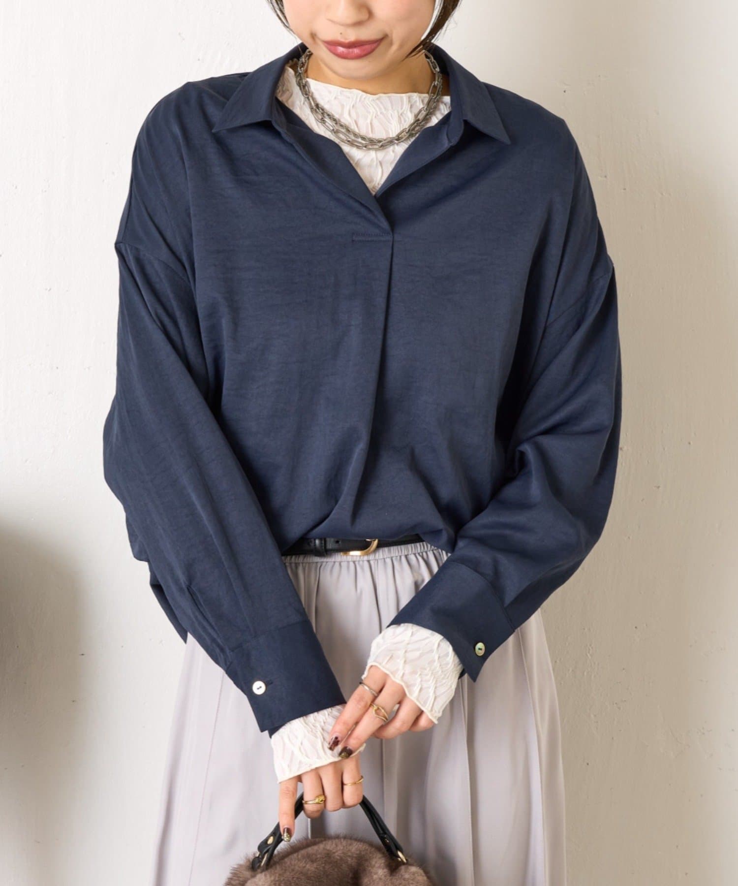 Jena　espace merveilleux(ジェナ　エスパスメルヴェイユ) 袖ボタンスキッパーシャツ