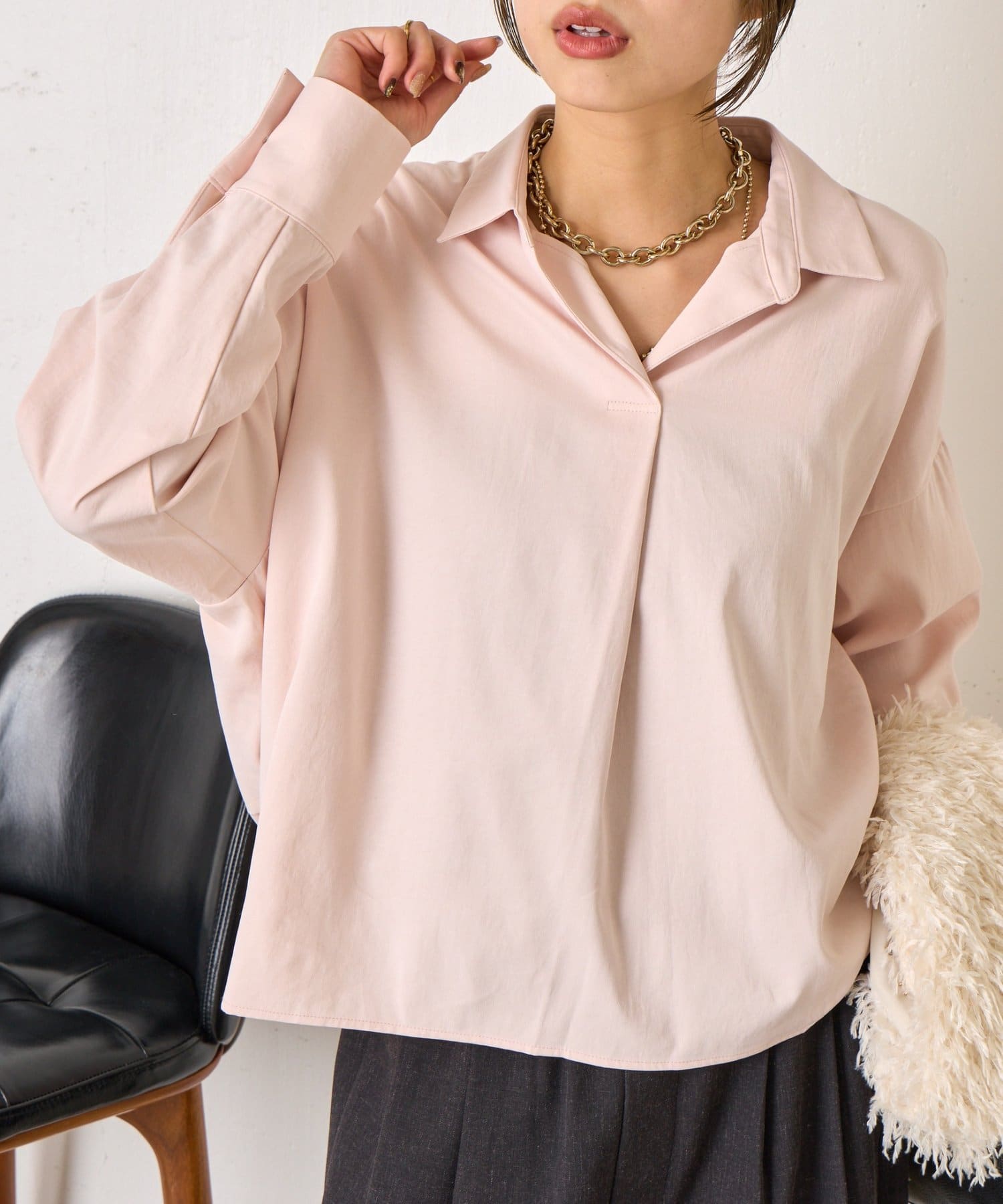 Jena　espace merveilleux(ジェナ　エスパスメルヴェイユ) 袖ボタンスキッパーシャツ