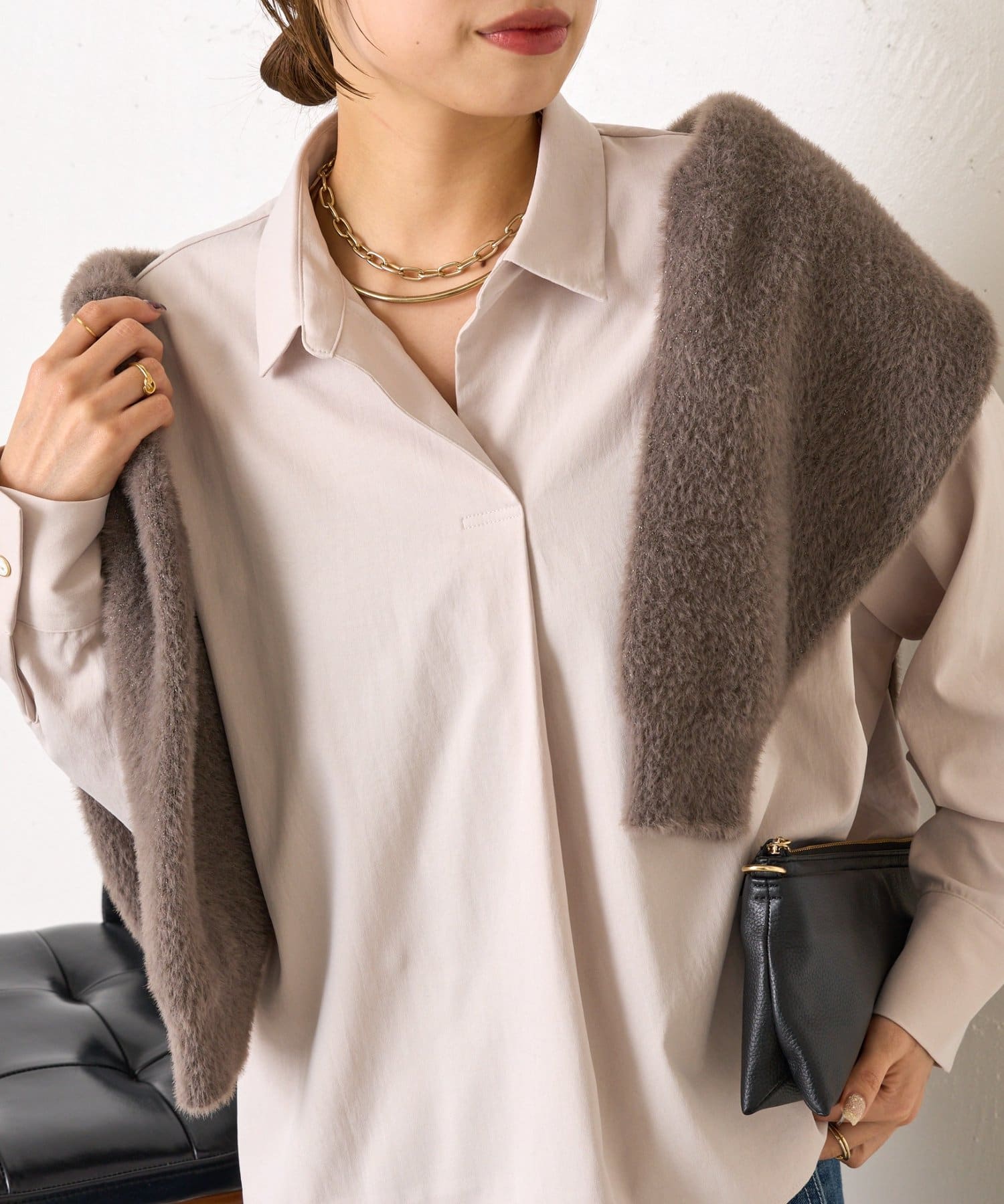 Jena　espace merveilleux(ジェナ　エスパスメルヴェイユ) 袖ボタンスキッパーシャツ