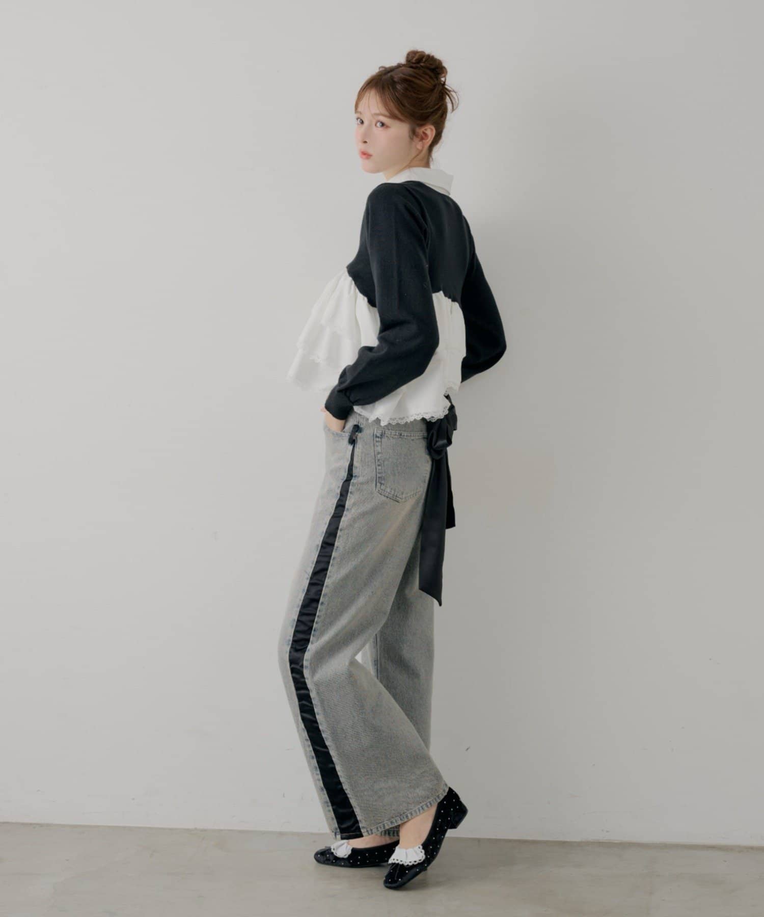 Chico(チコ) 【SALON by Chico】フリルデザインリボンバレエシューズ