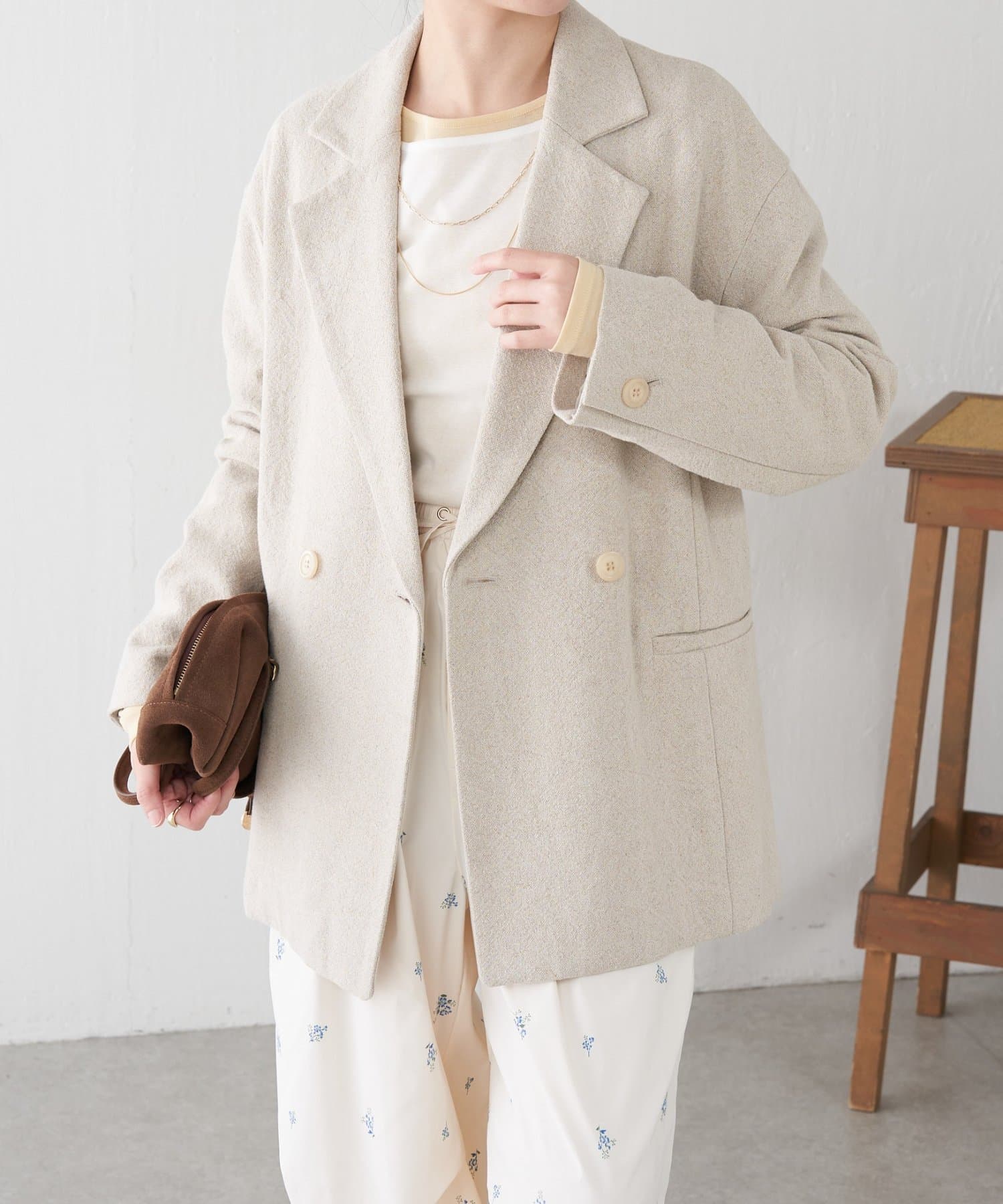 COLLAGE GALLARDAGALANTE(コラージュ ガリャルダガランテ) コットンリネンオーバーダブルジャケット