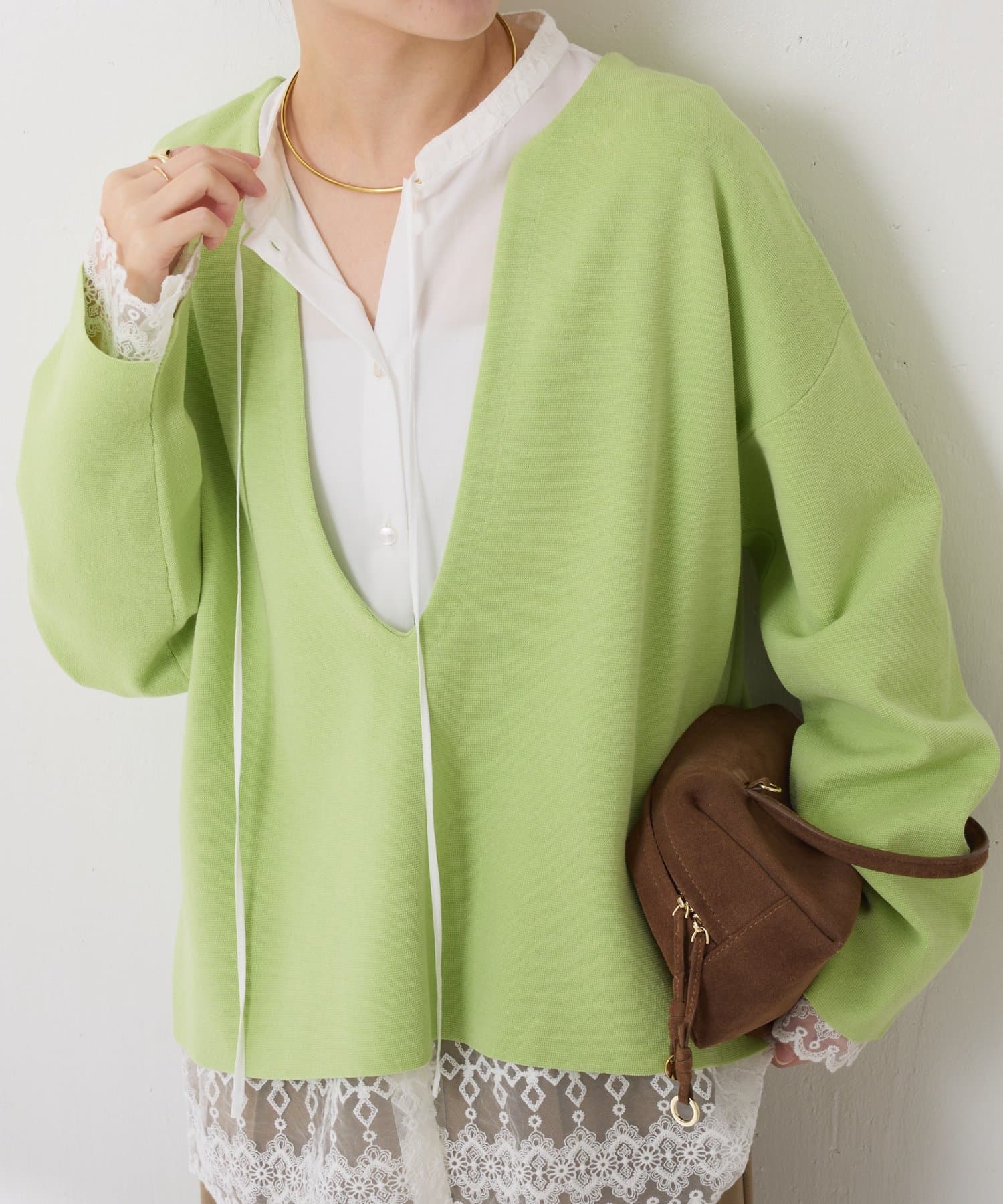 COLLAGE GALLARDAGALANTE(コラージュ ガリャルダガランテ) 【着痩せ◎】Vネックバスクニット