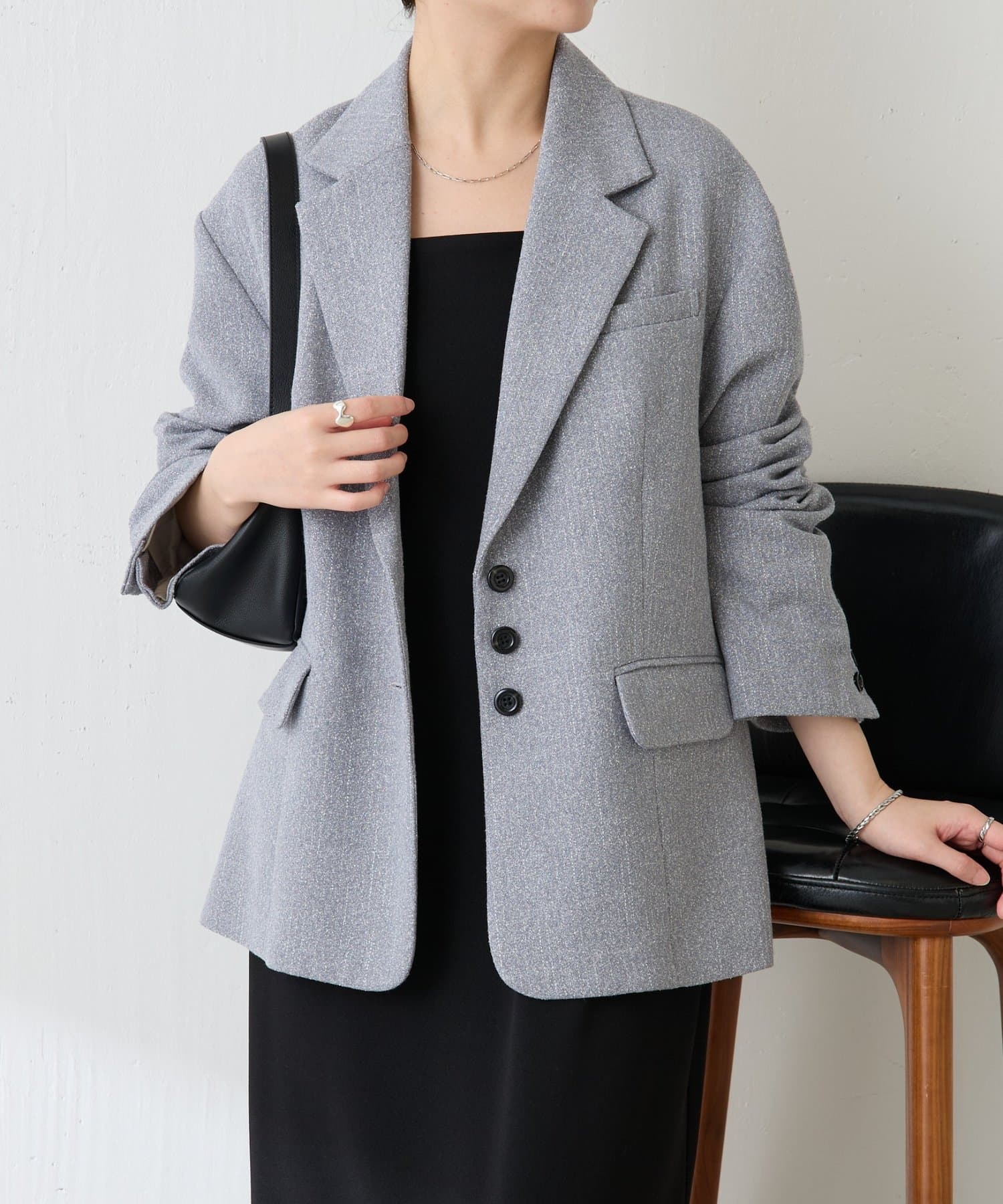 COLLAGE GALLARDAGALANTE(コラージュ ガリャルダガランテ) 【裏地付き】ツイードオーバージャケット