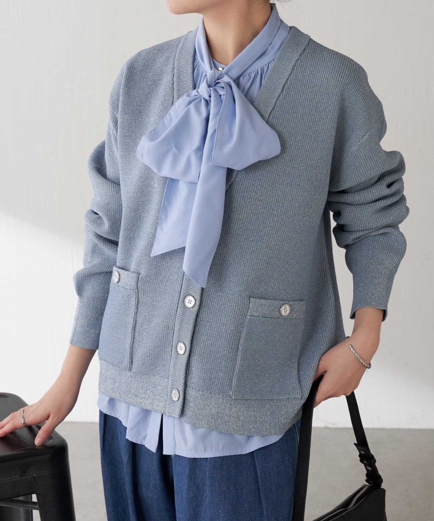 COLLAGE GALLARDAGALANTE(コラージュ ガリャルダガランテ) 【腰周りカバー】ツヤボタンカーディガン