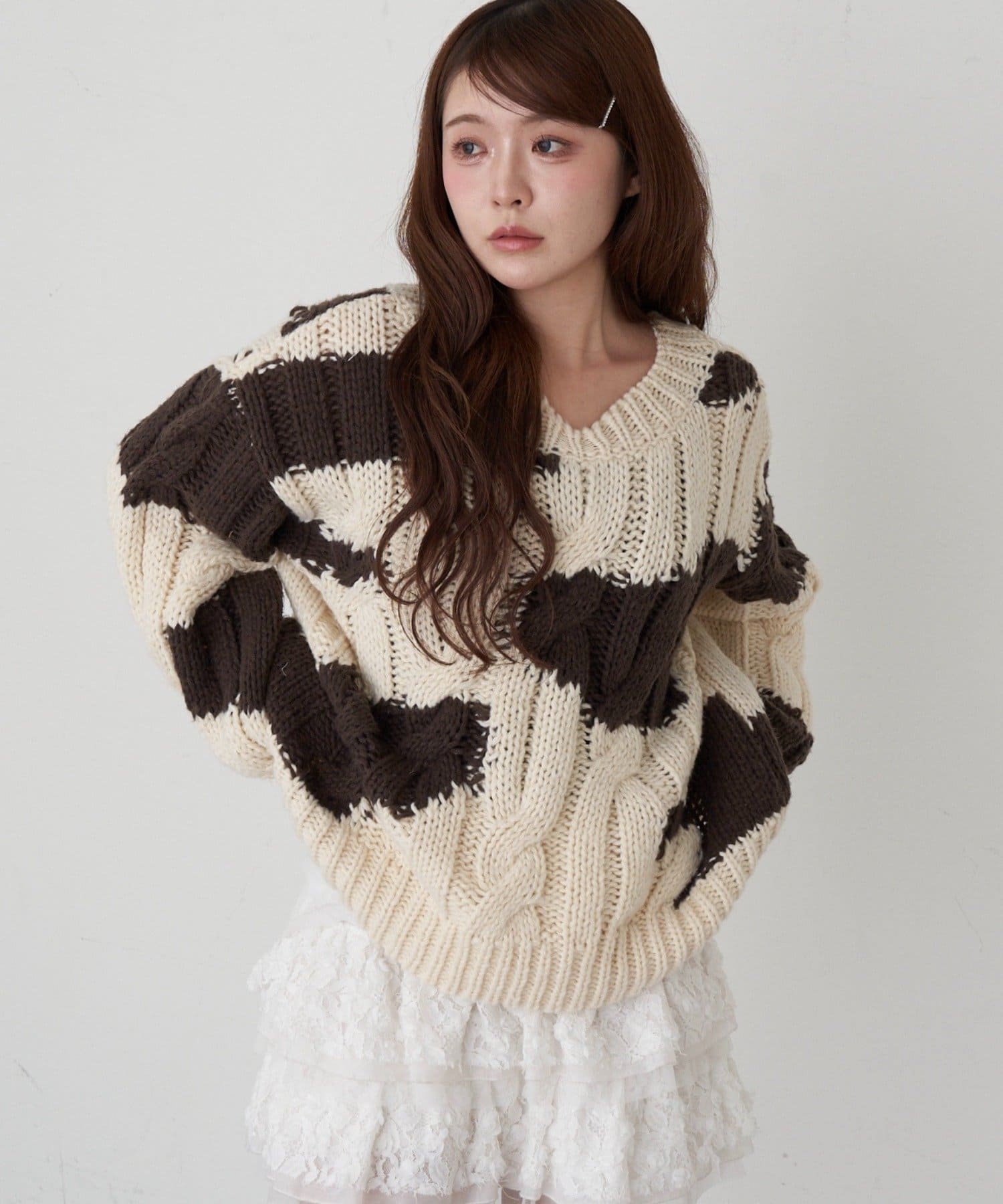 RAY CASSIN(レイカズン) ケーブルルーズニット