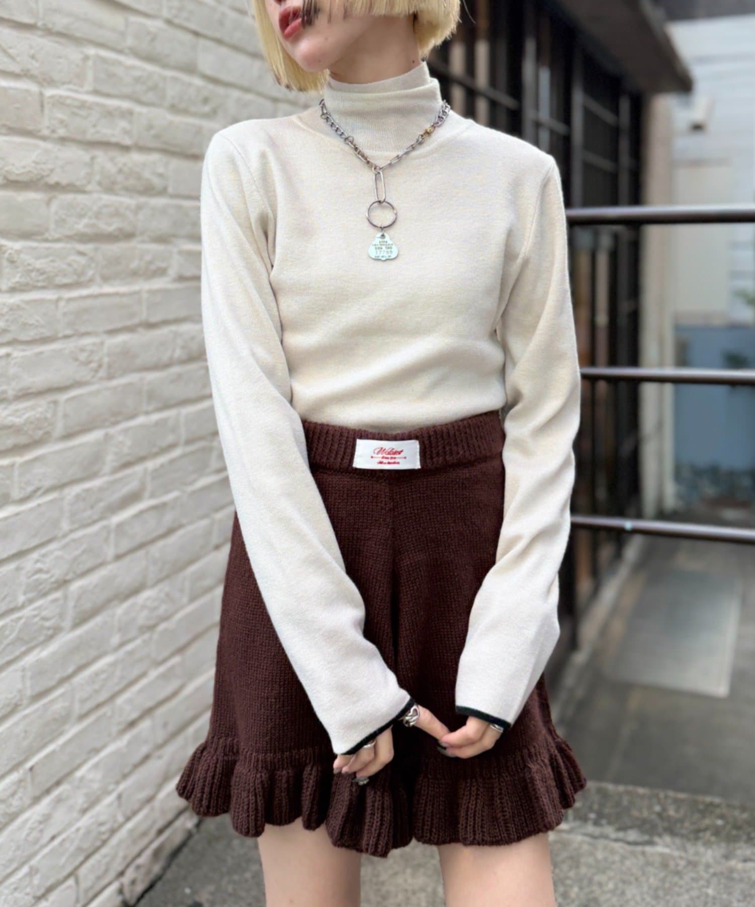 w closet(ダブルクローゼット) 配色ラメタートルニット