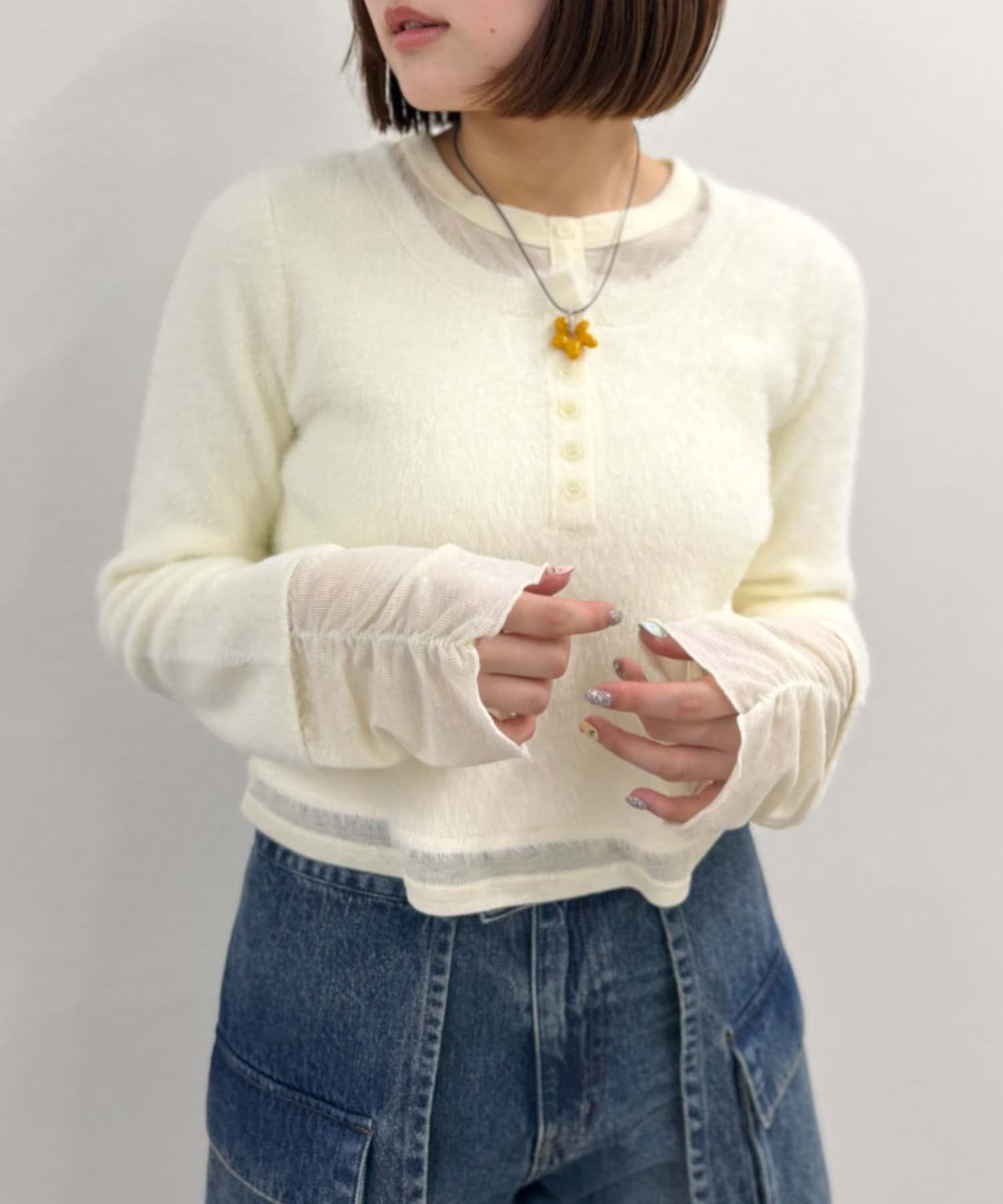 w closet(ダブルクローゼット) シャギーレイヤードニット