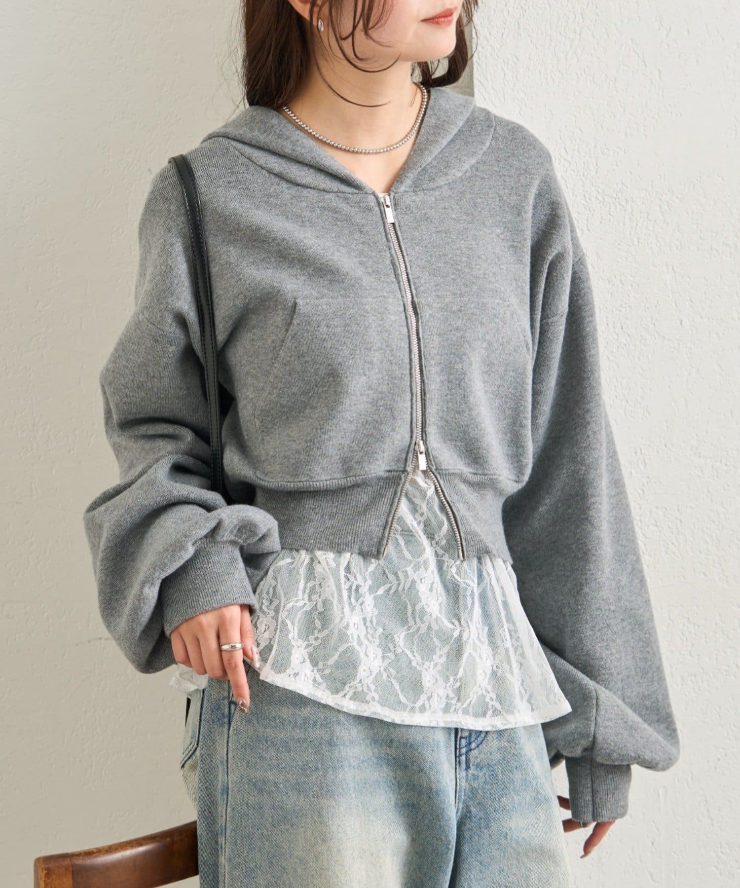 mystic(ミスティック) フーディーニットショートパーカー