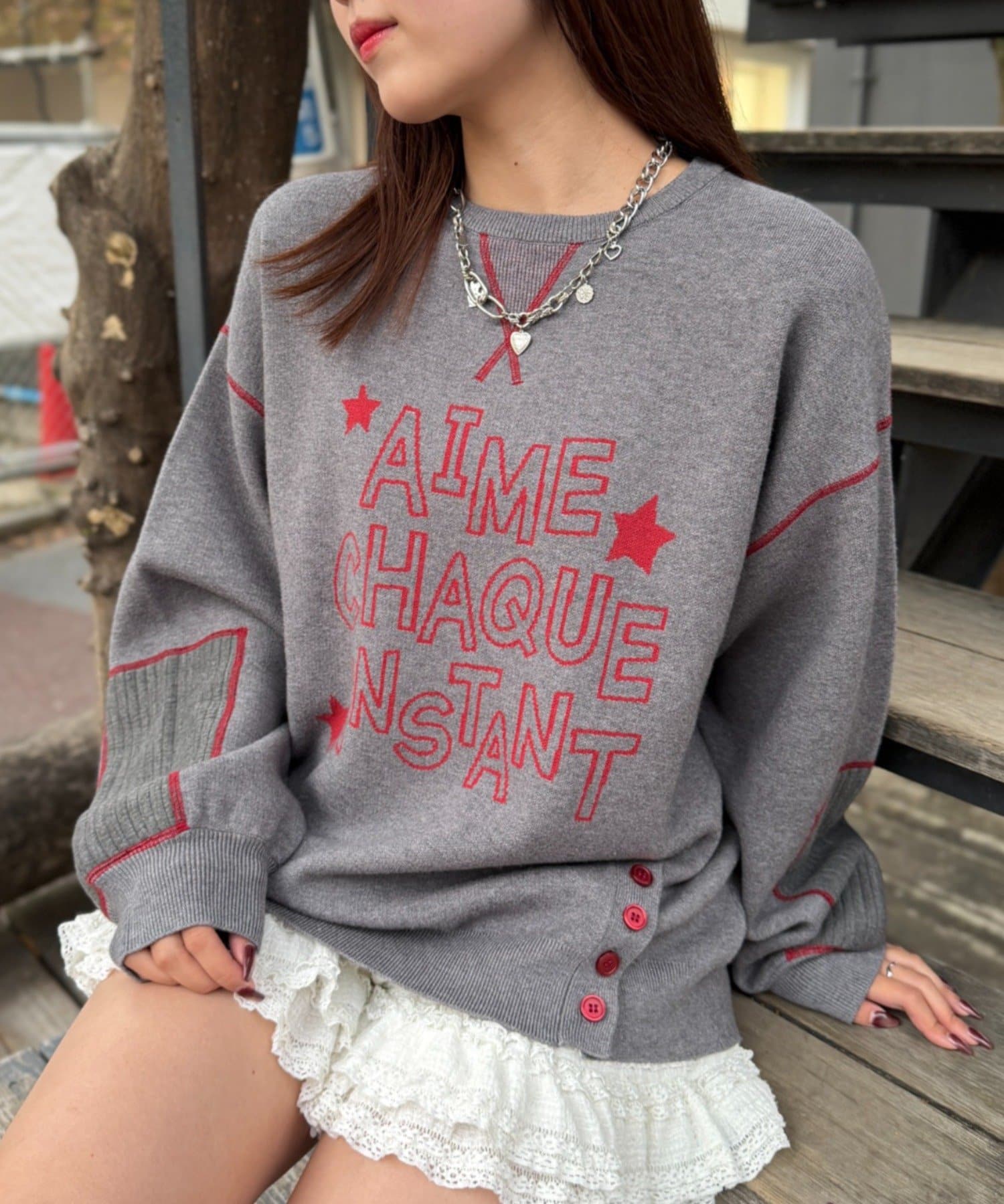 w closet(ダブルクローゼット) 【11月14日 18：30予約開始！】エルボーパッチニット