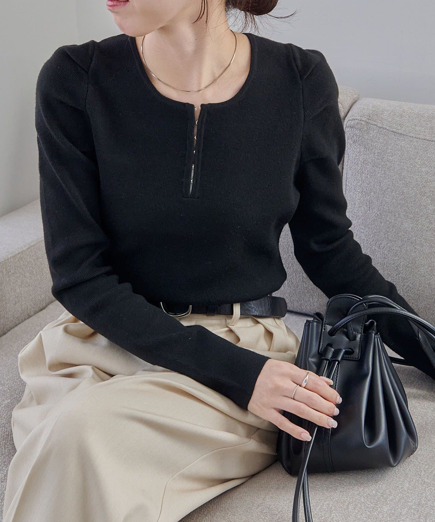 CAPRICIEUX LE'MAGE(カプリシュレマージュ) ホックヘンリーパフニット