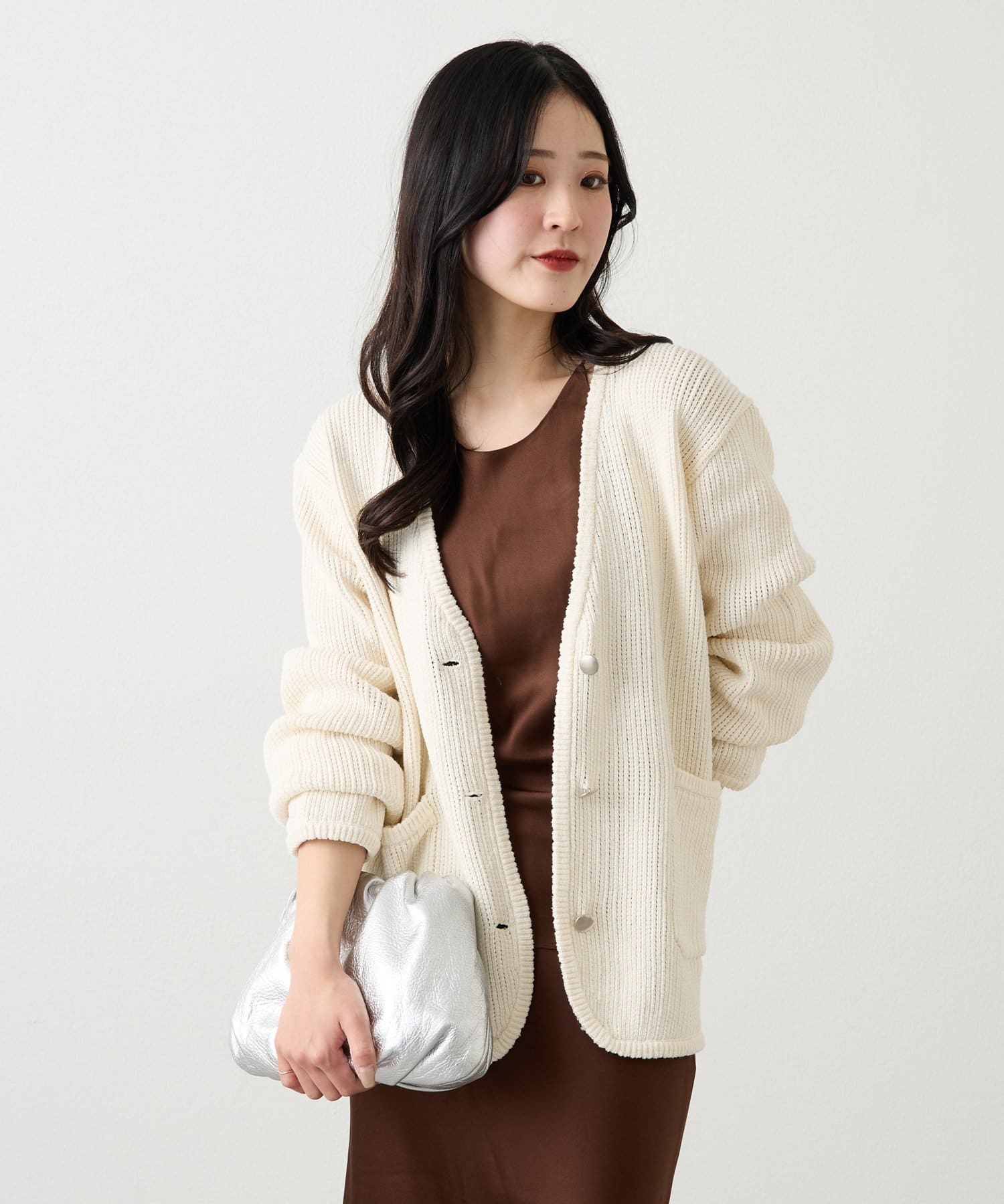 russet(ラシット) ノーカラーニットジャケット