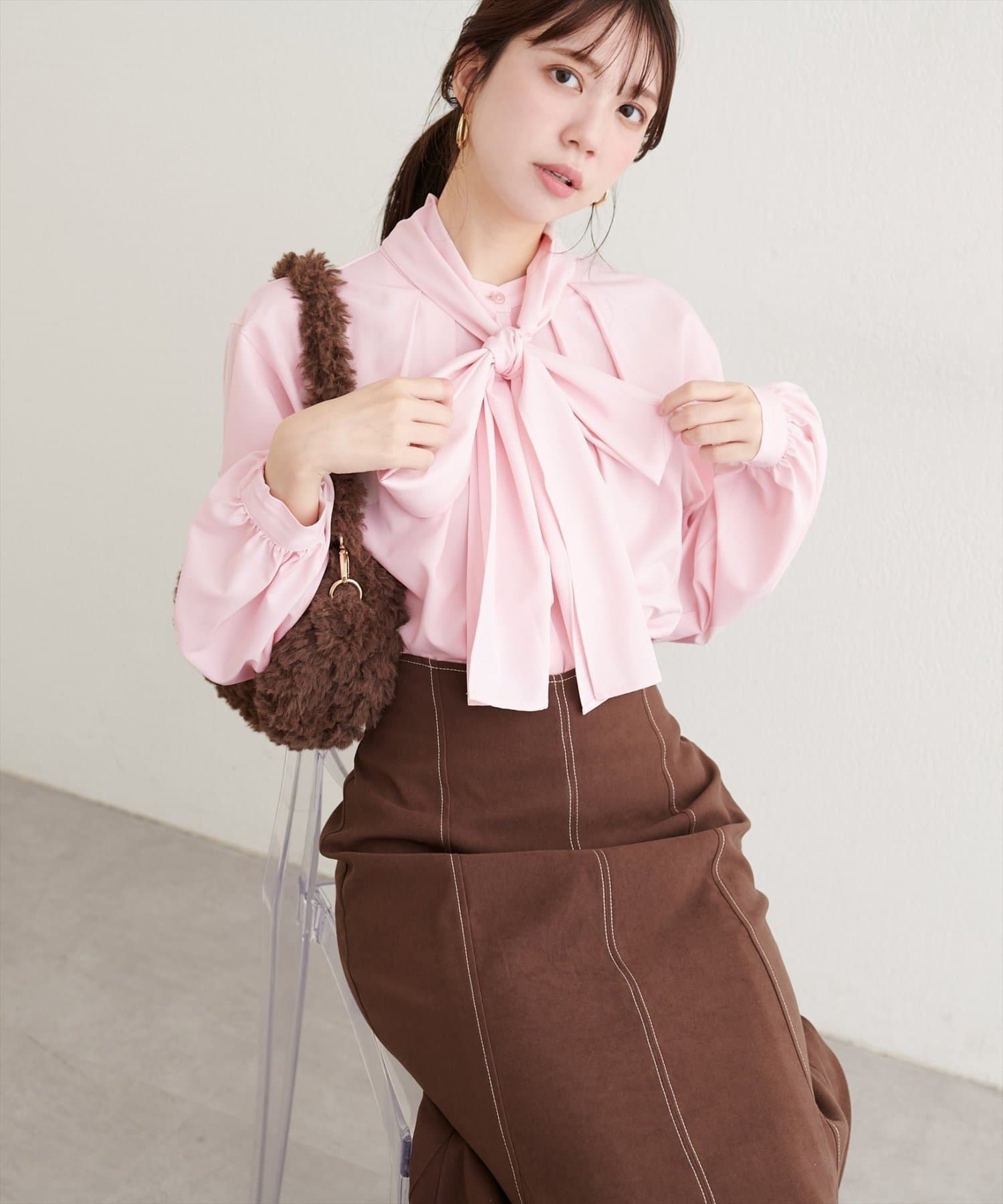 NICE CLAUP / OLIVE des OLIVE OUTLET(ナイスクラップ  / オリーブ デ オリーブ アウトレット) 【natural couture】ボウタイリボンブラウス