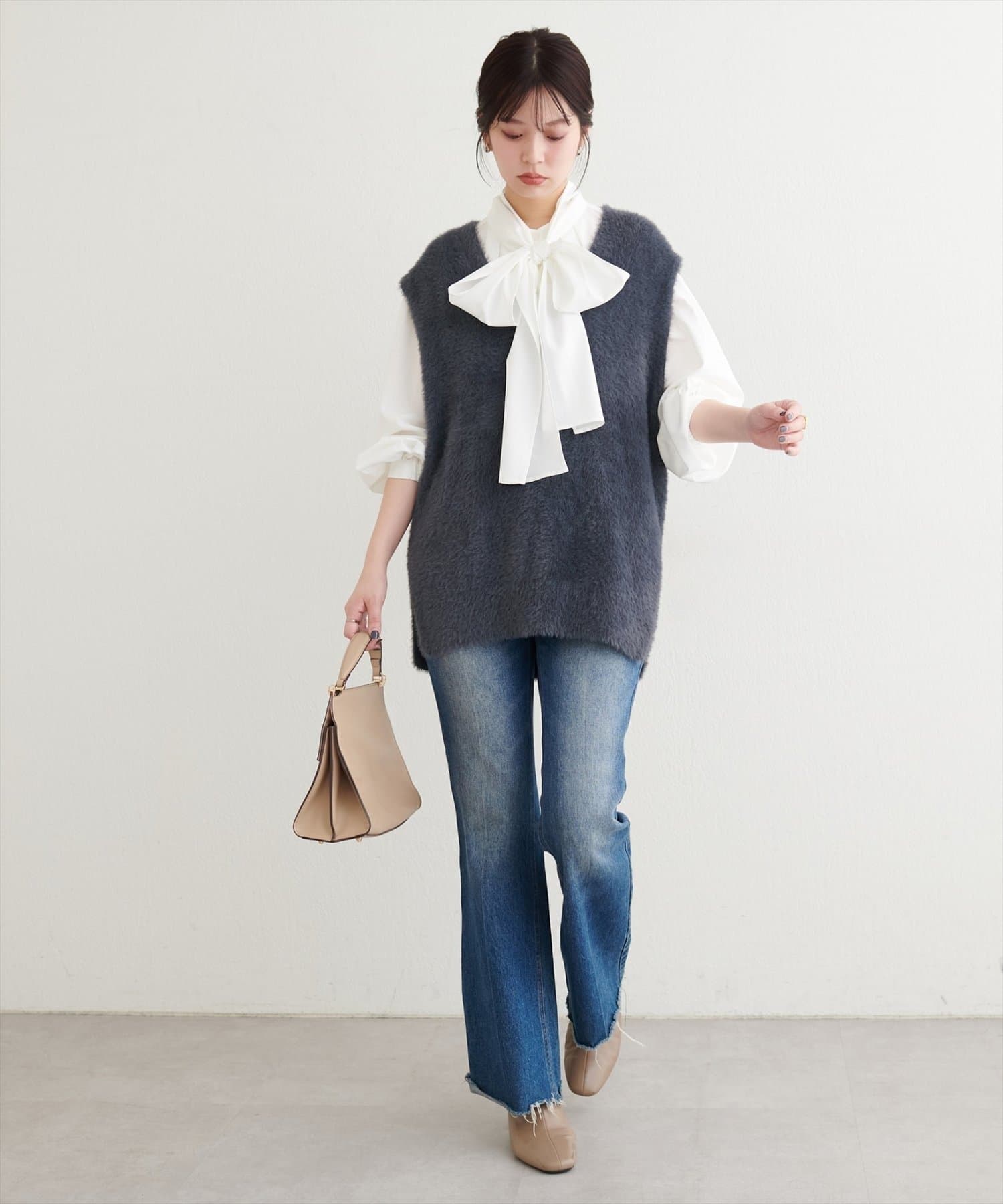 NICE CLAUP / OLIVE des OLIVE OUTLET(ナイスクラップ  / オリーブ デ オリーブ アウトレット) 【natural couture】フェザーヤーンニットベスト