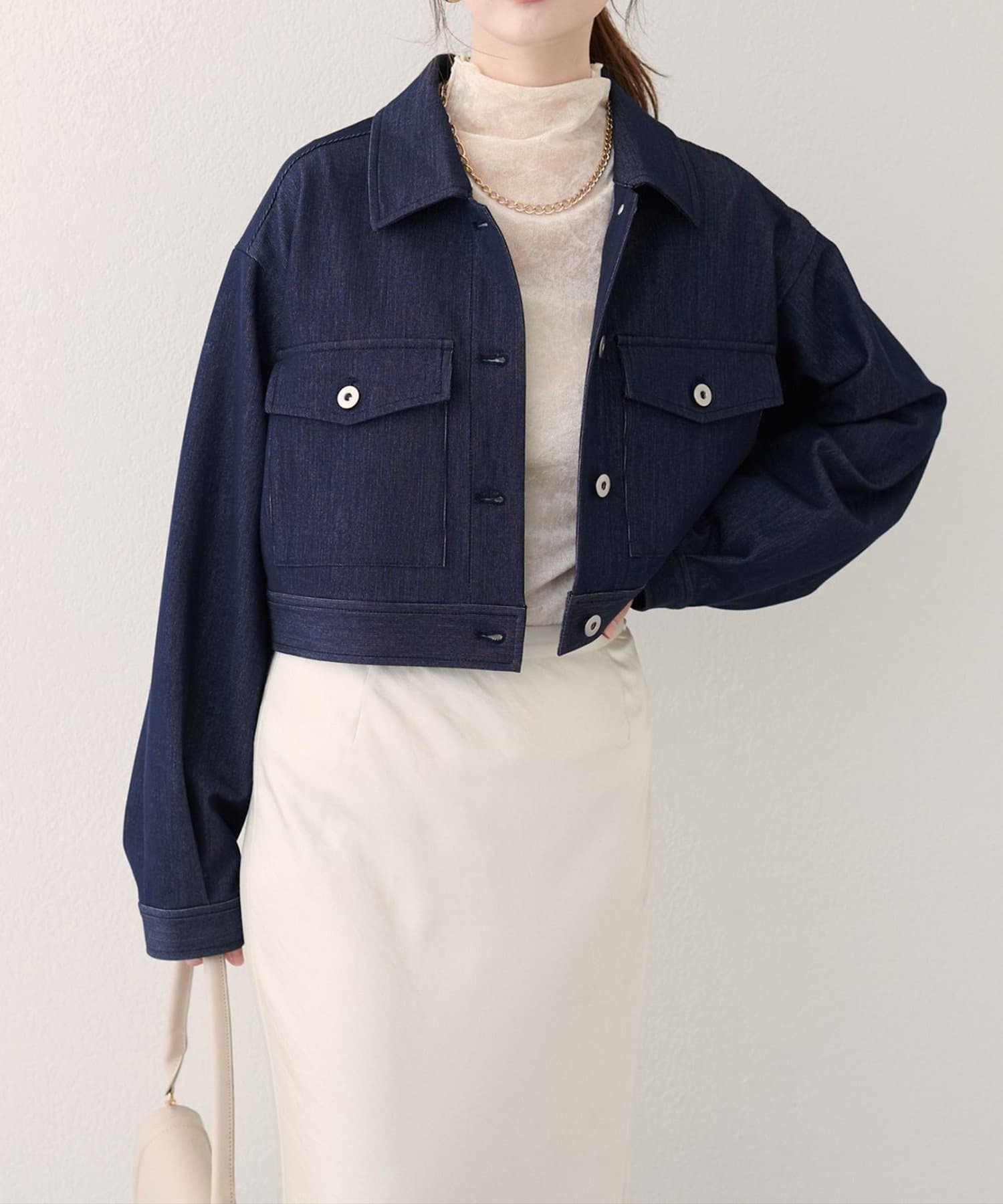 NICE CLAUP / OLIVE des OLIVE OUTLET(ナイスクラップ  / オリーブ デ オリーブ アウトレット) 【natural couture】クロップドシャツブルゾン