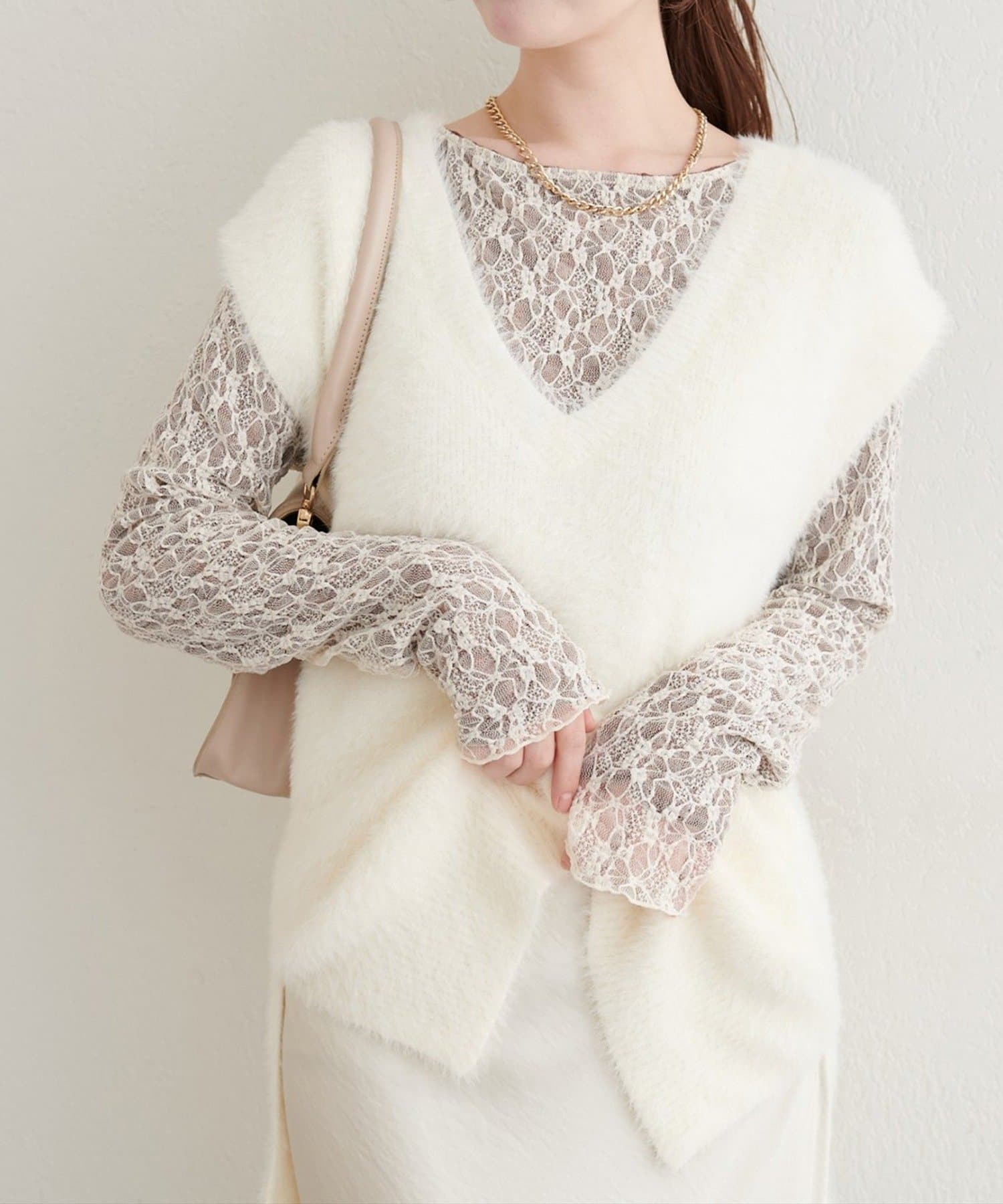 NICE CLAUP / OLIVE des OLIVE OUTLET(ナイスクラップ  / オリーブ デ オリーブ アウトレット) 【EVERY.VERY niceclaup】フェザーヤーンニットベスト