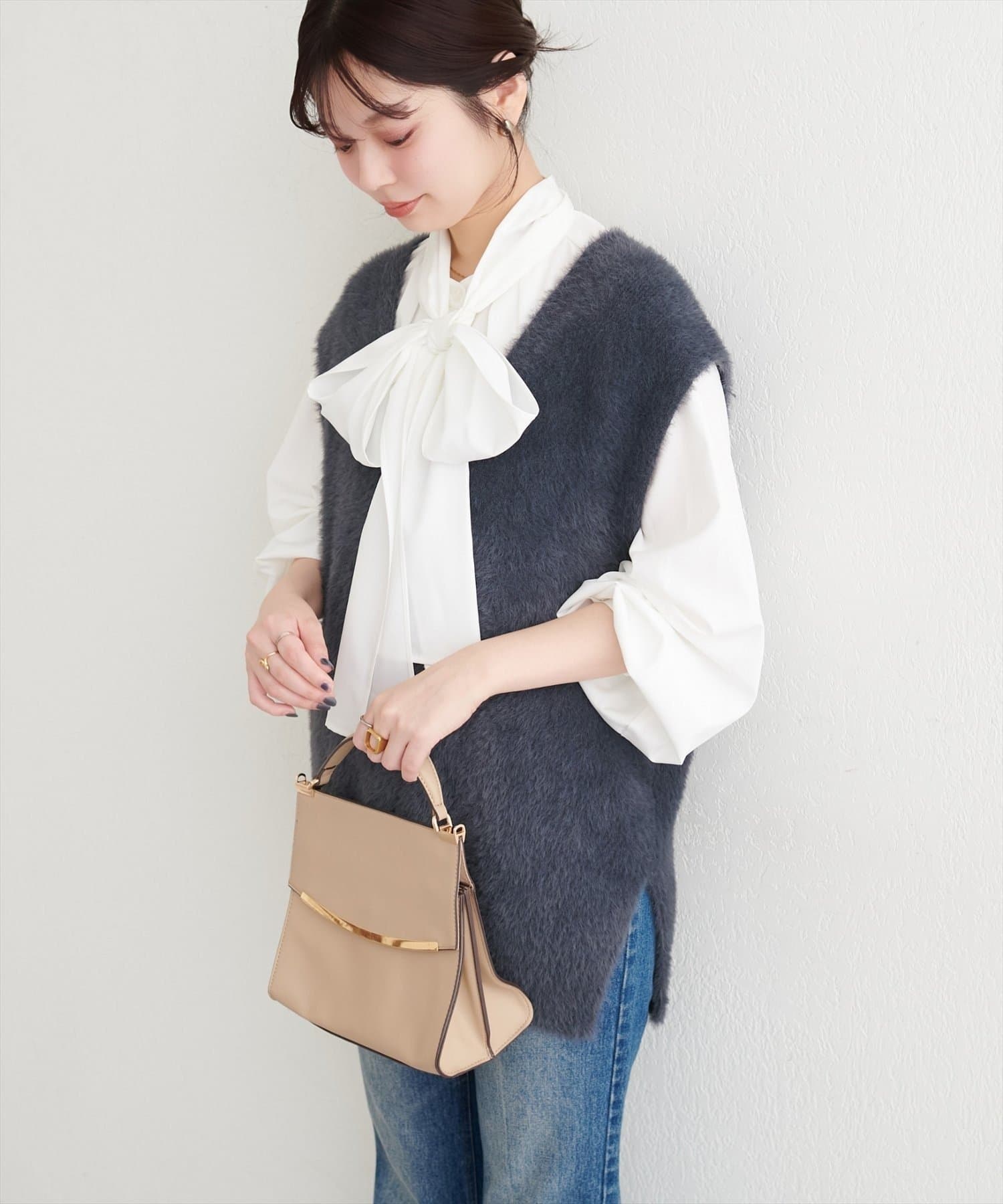 NICE CLAUP / OLIVE des OLIVE OUTLET(ナイスクラップ  / オリーブ デ オリーブ アウトレット) 【EVERY.VERY niceclaup】フェザーヤーンニットベスト