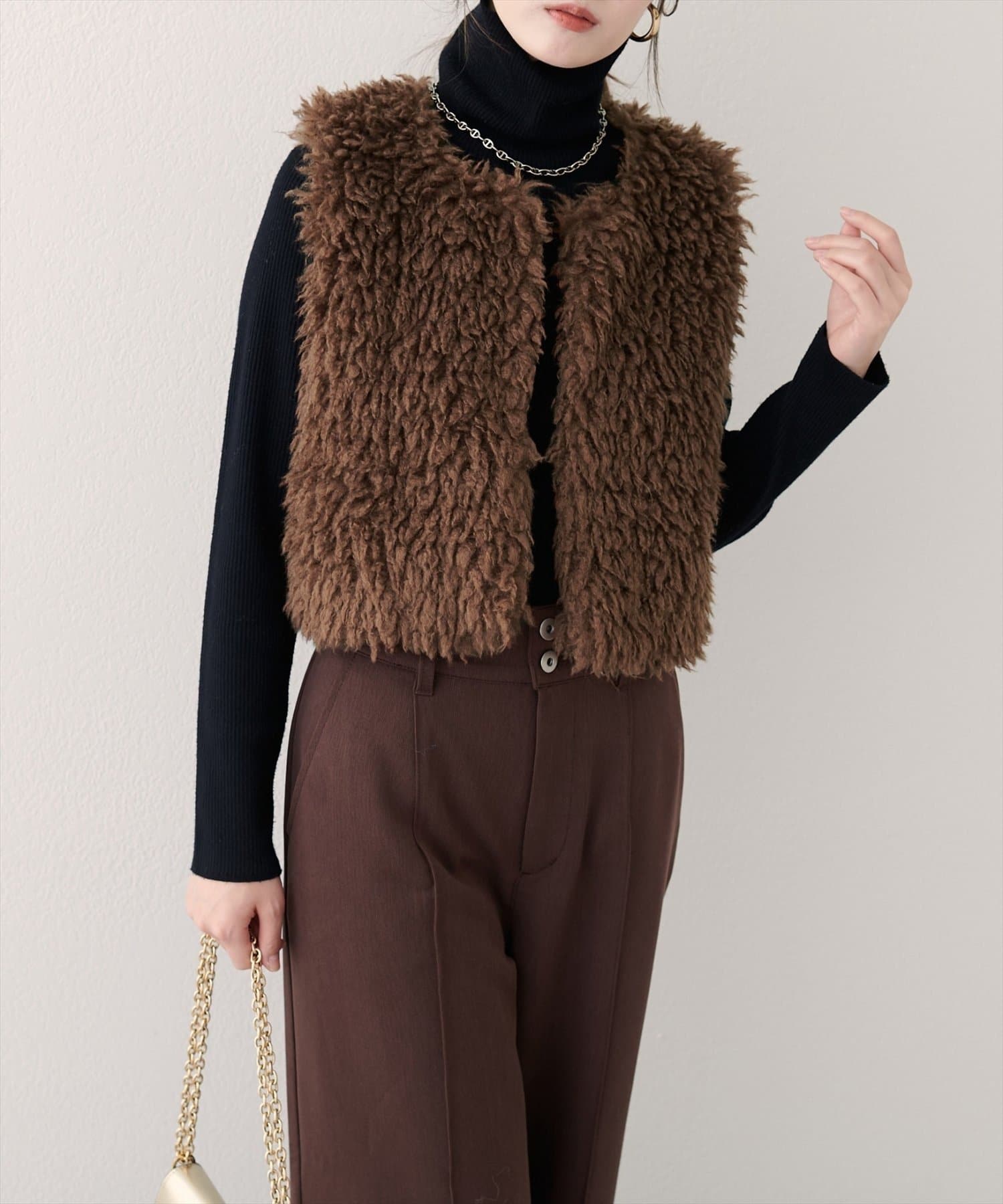 NICE CLAUP / OLIVE des OLIVE OUTLET(ナイスクラップ  / オリーブ デ オリーブ アウトレット) 【EVERY.VERY niceclaup】フェイクファーベスト