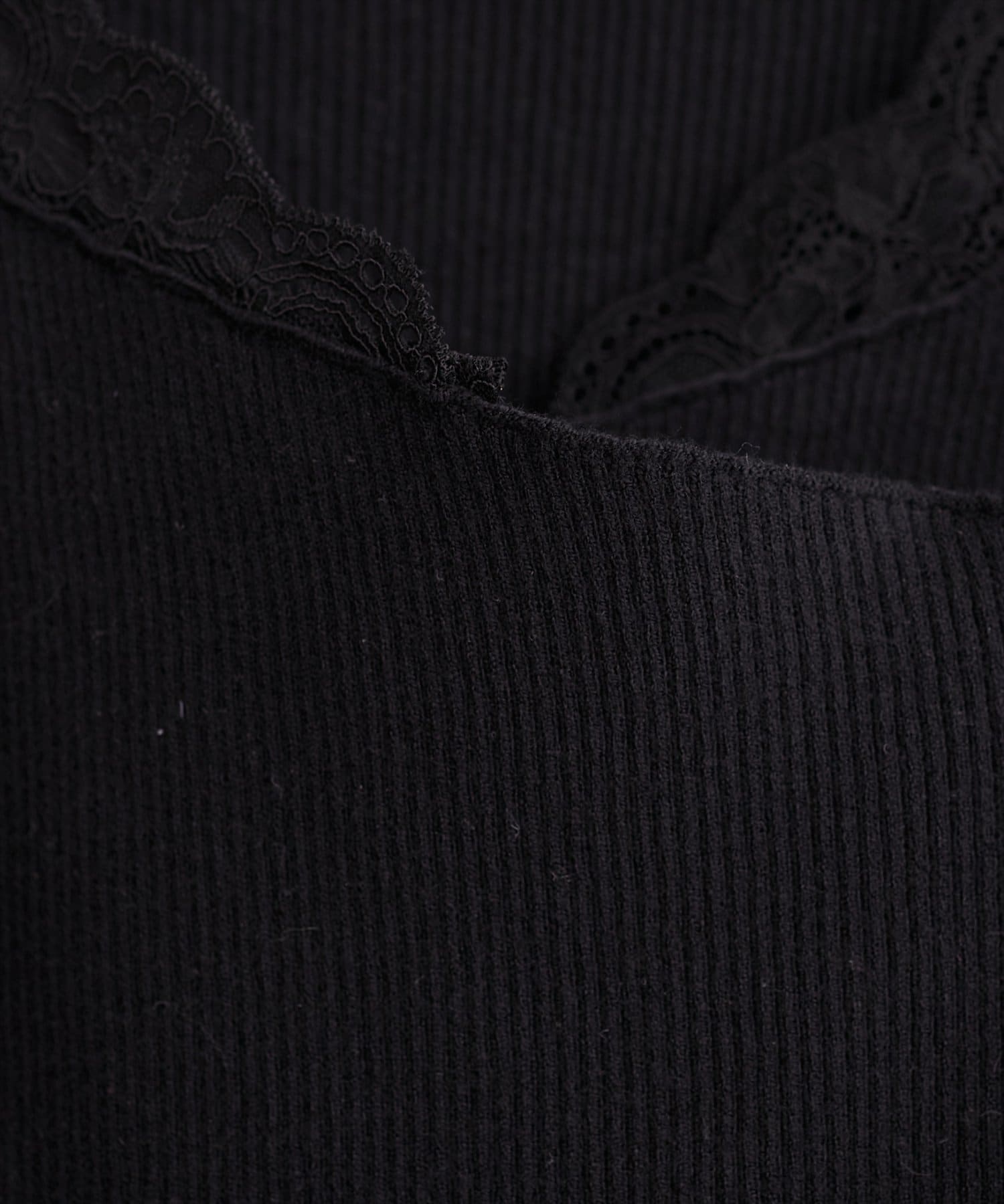 natural couture(ナチュラルクチュール) アシメレースネックリブニットプルオーバー