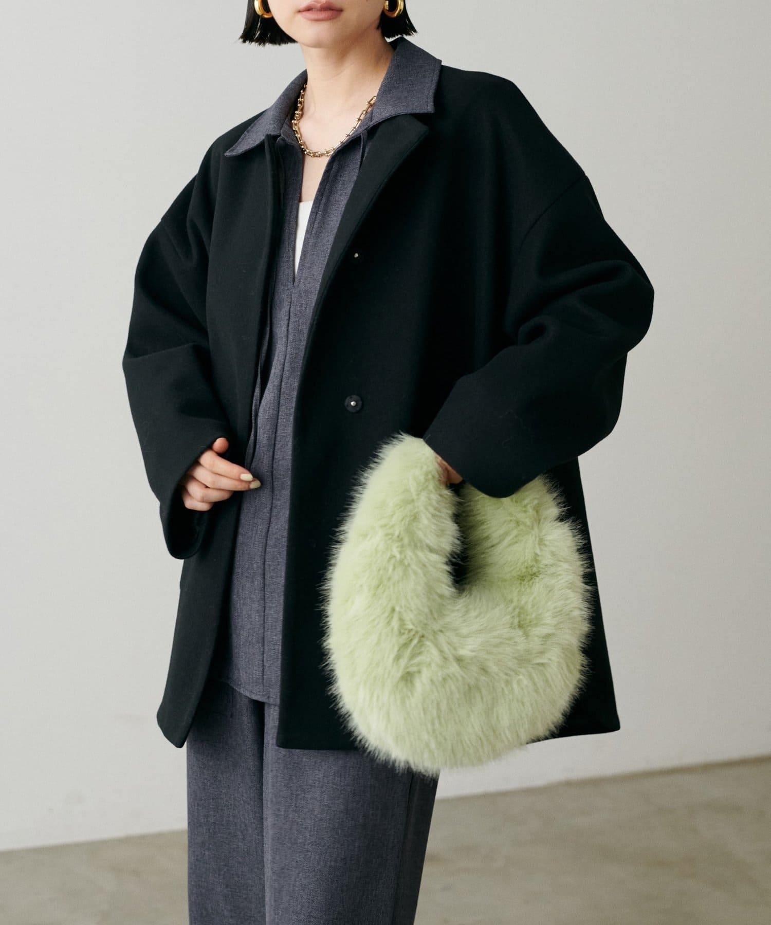 NICE CLAUP / OLIVE des OLIVE OUTLET(ナイスクラップ  / オリーブ デ オリーブ アウトレット) 【 LARUTA】ツイードライクスキッパーシャツ