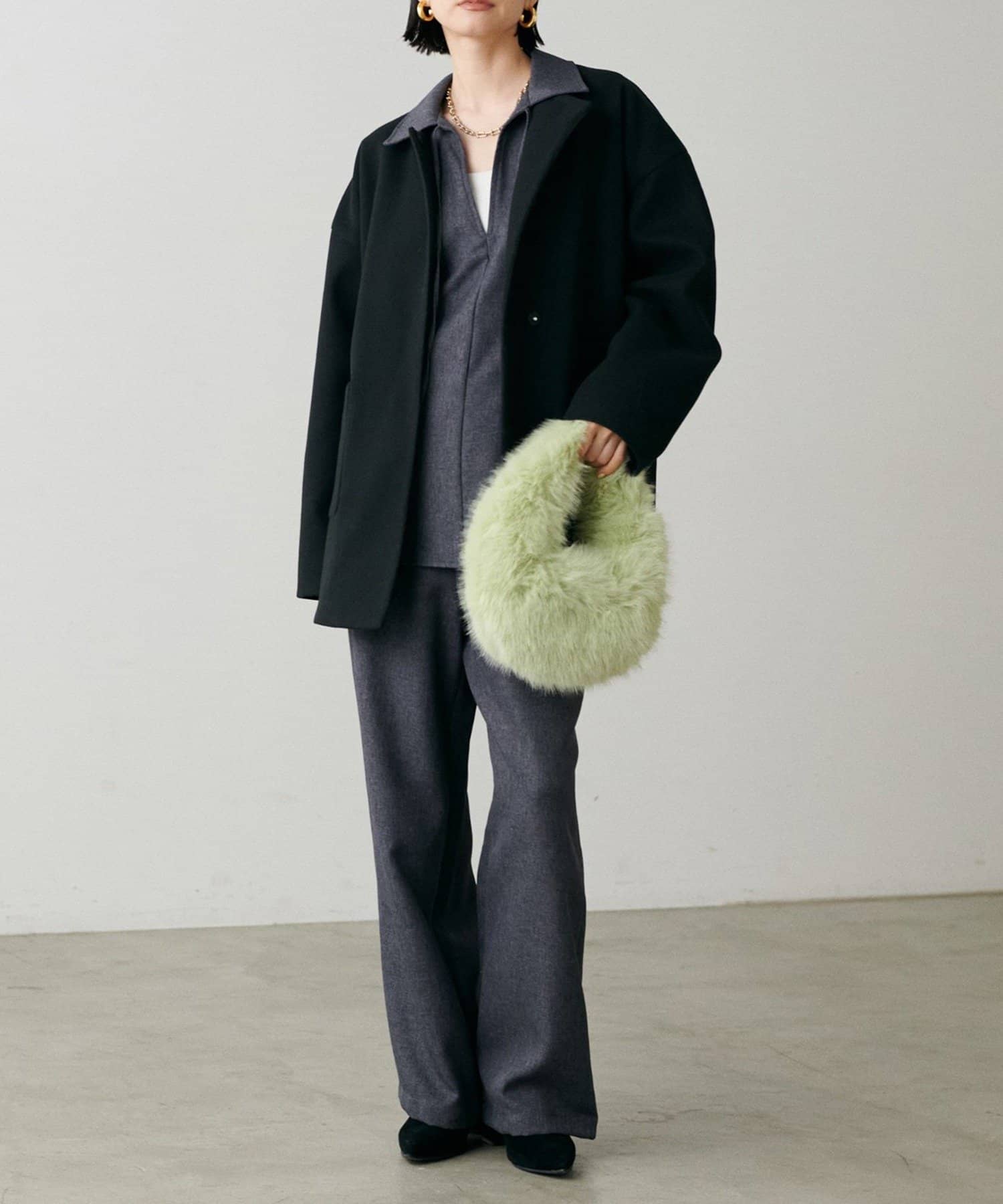 NICE CLAUP / OLIVE des OLIVE OUTLET(ナイスクラップ  / オリーブ デ オリーブ アウトレット) 【 LARUTA】ツイードライクスキッパーシャツ