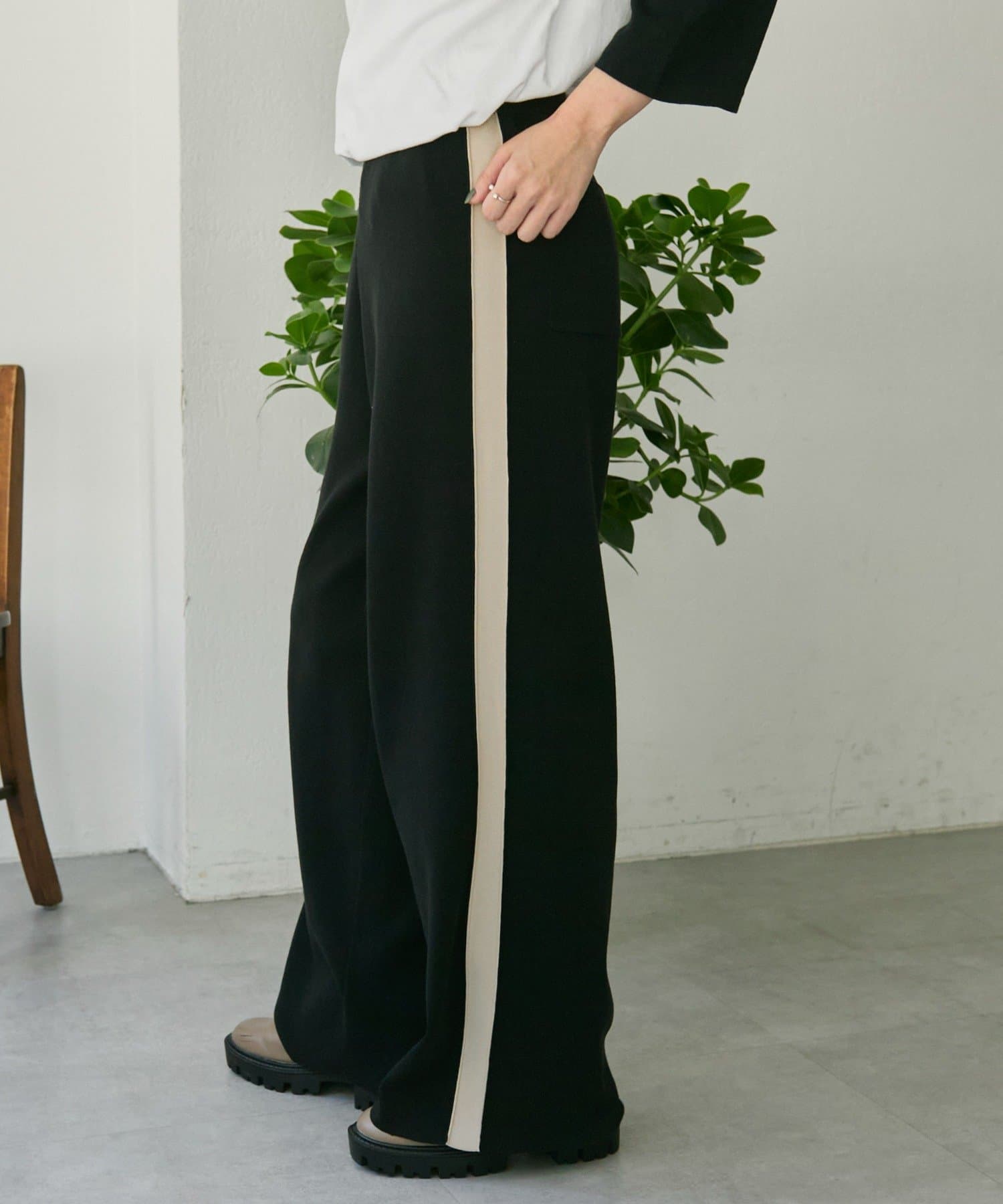 ear PAPILLONNER(イア パピヨネ) 《動画あり/ウエスト総ゴム/リラックス》ニットラインパンツ【SUM1 STYLE(スミスタイル)】