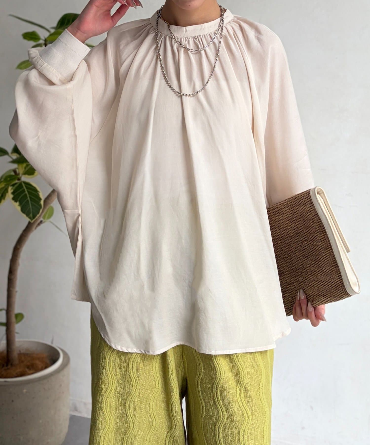 Chez toi(シェトワ) ラグランスタンドカラープルオーバー