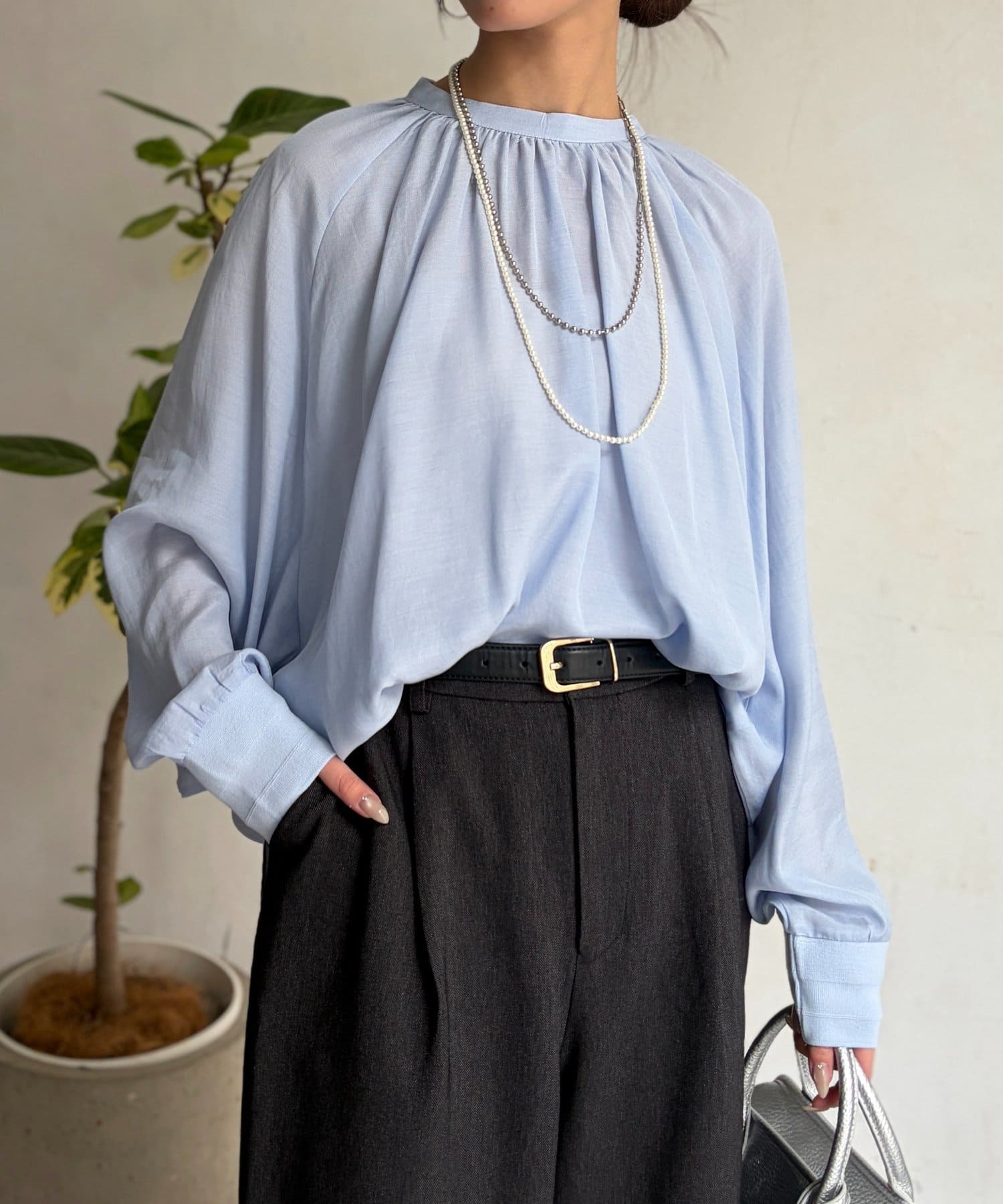 Chez toi(シェトワ) ラグランスタンドカラープルオーバー